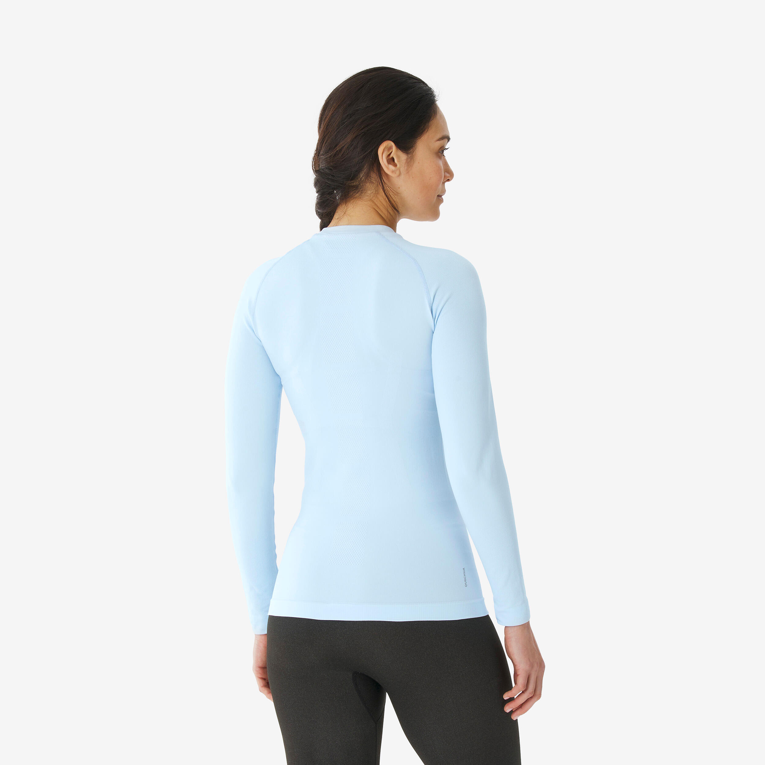 Sous-vêtement thermique de ski chaud et respirant femme, 500 seamless bleu clair 9/12