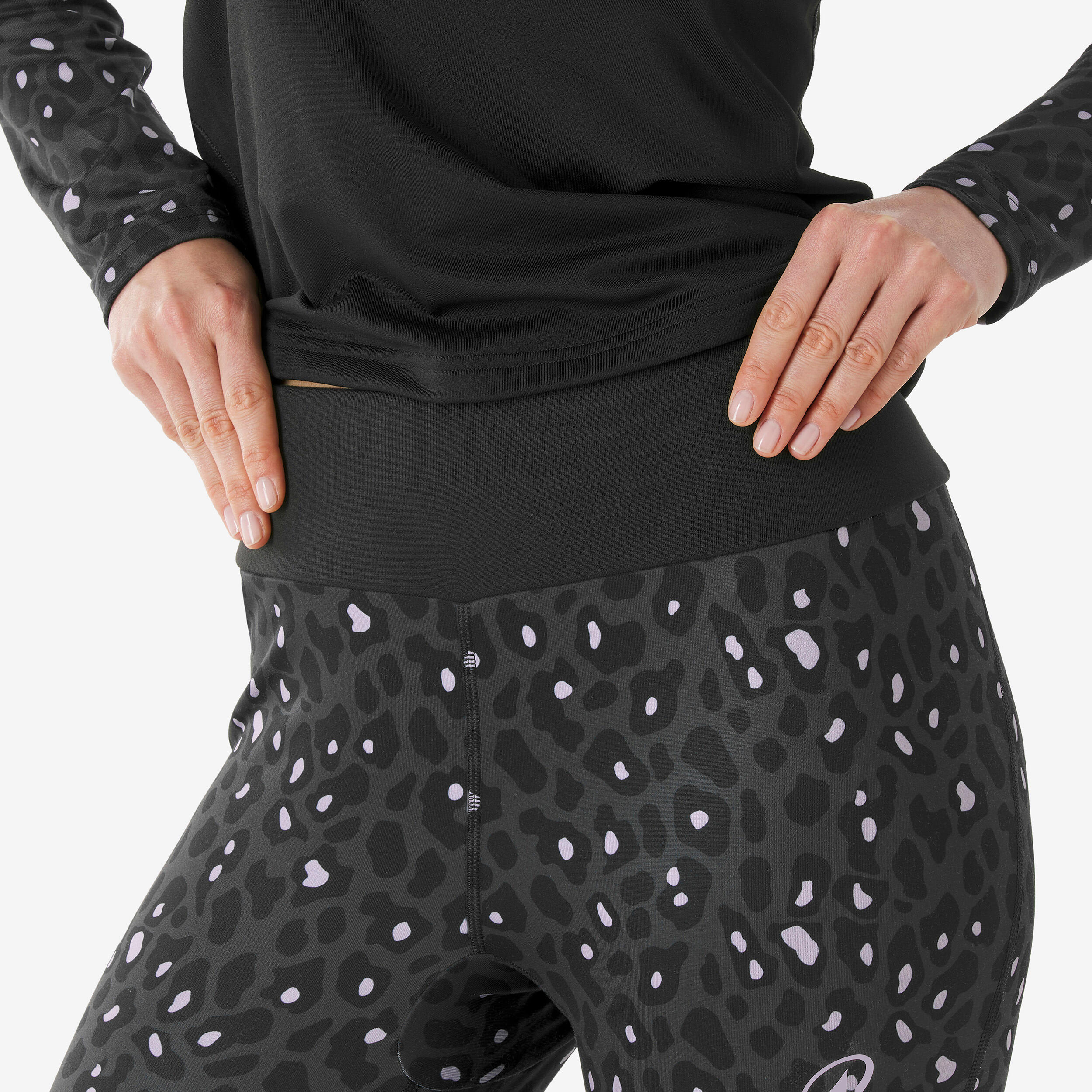 Women’s thermal ski tights, BL 500 - Leopard-print