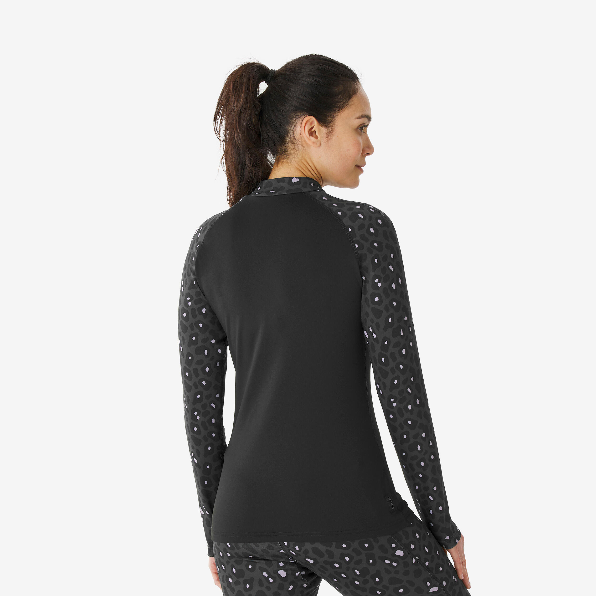 Women’s Warm and Breathable Thermal Base Layer with Leopard Print, BL 500 Top - WEDZE