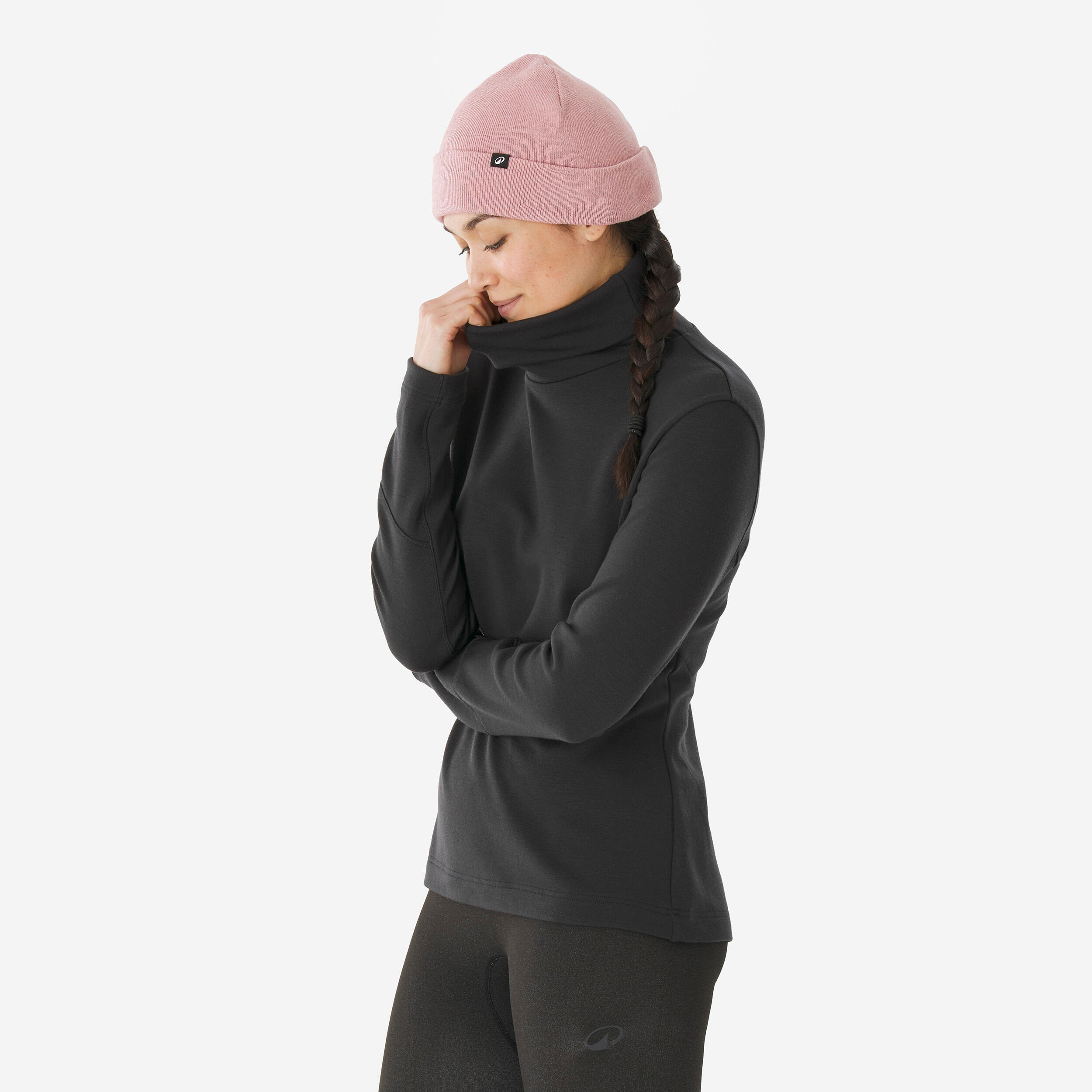 Women’s Merino Wool Turtleneck Thermal Base Layer, BL 500 - WEDZE