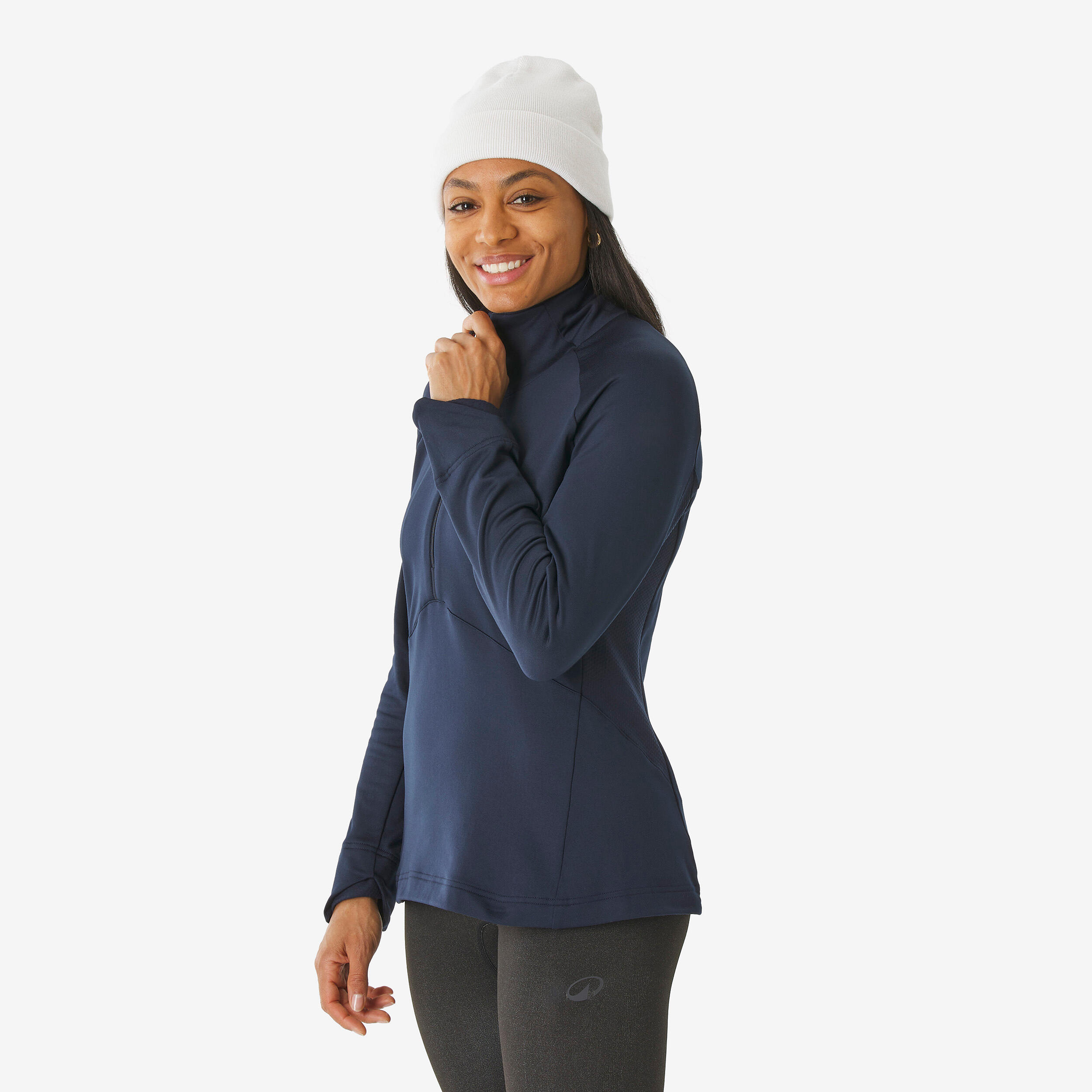 Sous-vêtement thermique femme, BL TOP 500 demi zip bleu marine FFS
