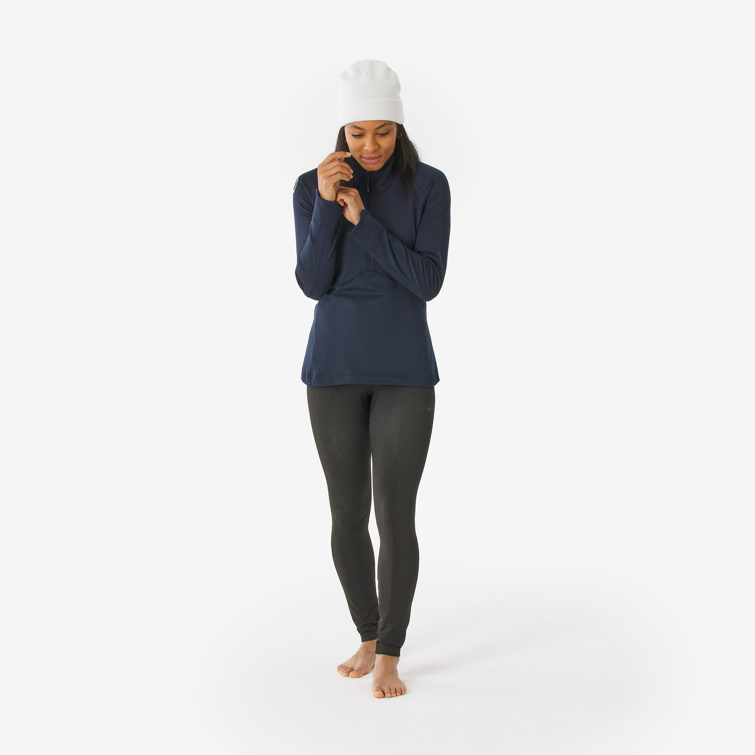 Sous-vêtement de ski thermique femme, BL 500 demi zip bleu marine FFS 3/10