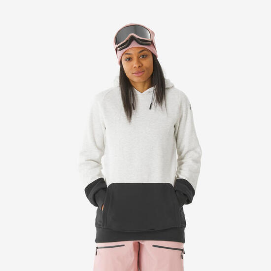 Felpa con cappuccio sci e snowboard donna 100?? 1/2 zip?? grigia