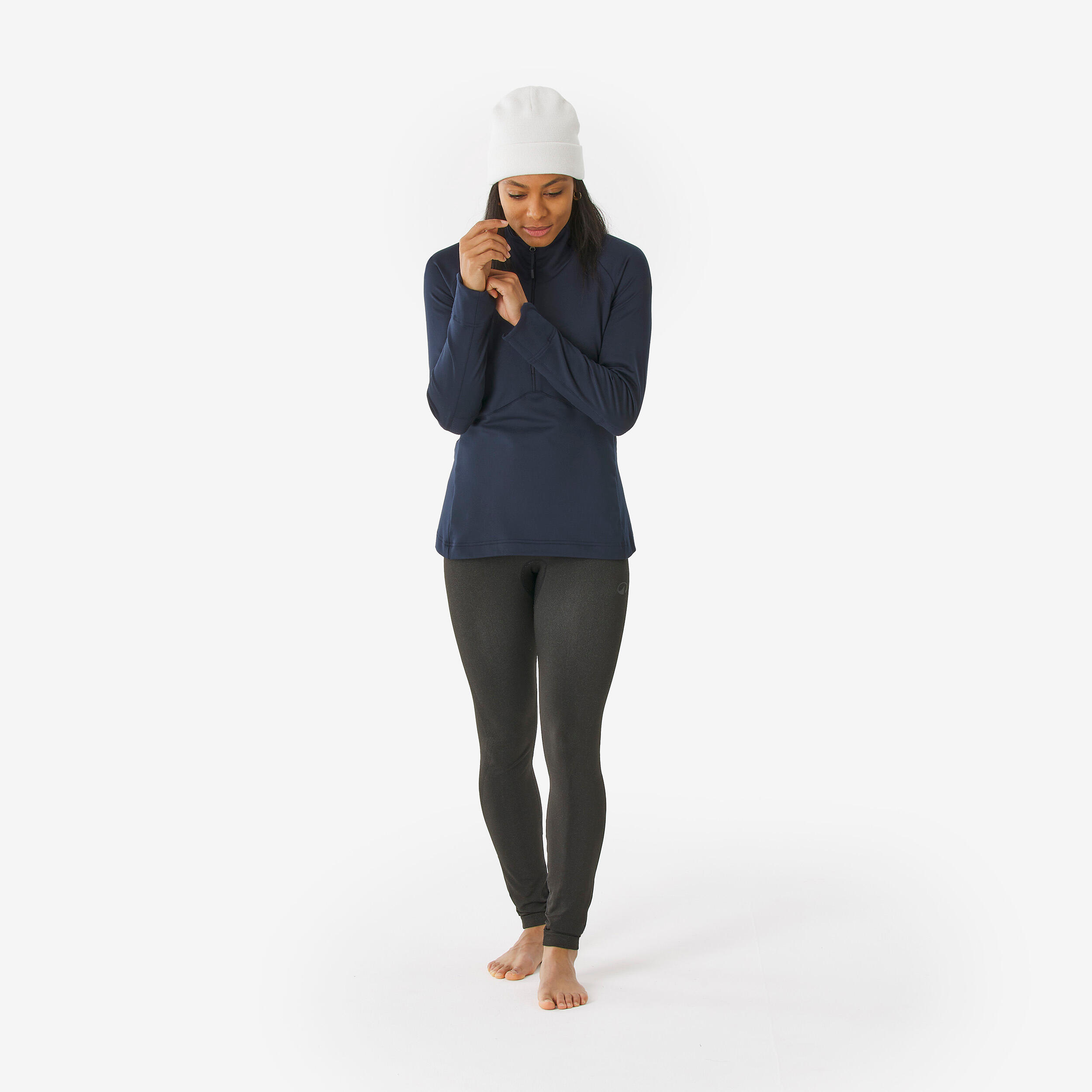 Sous-vêtement thermique femme, BL TOP 500 demi zip bleu marine