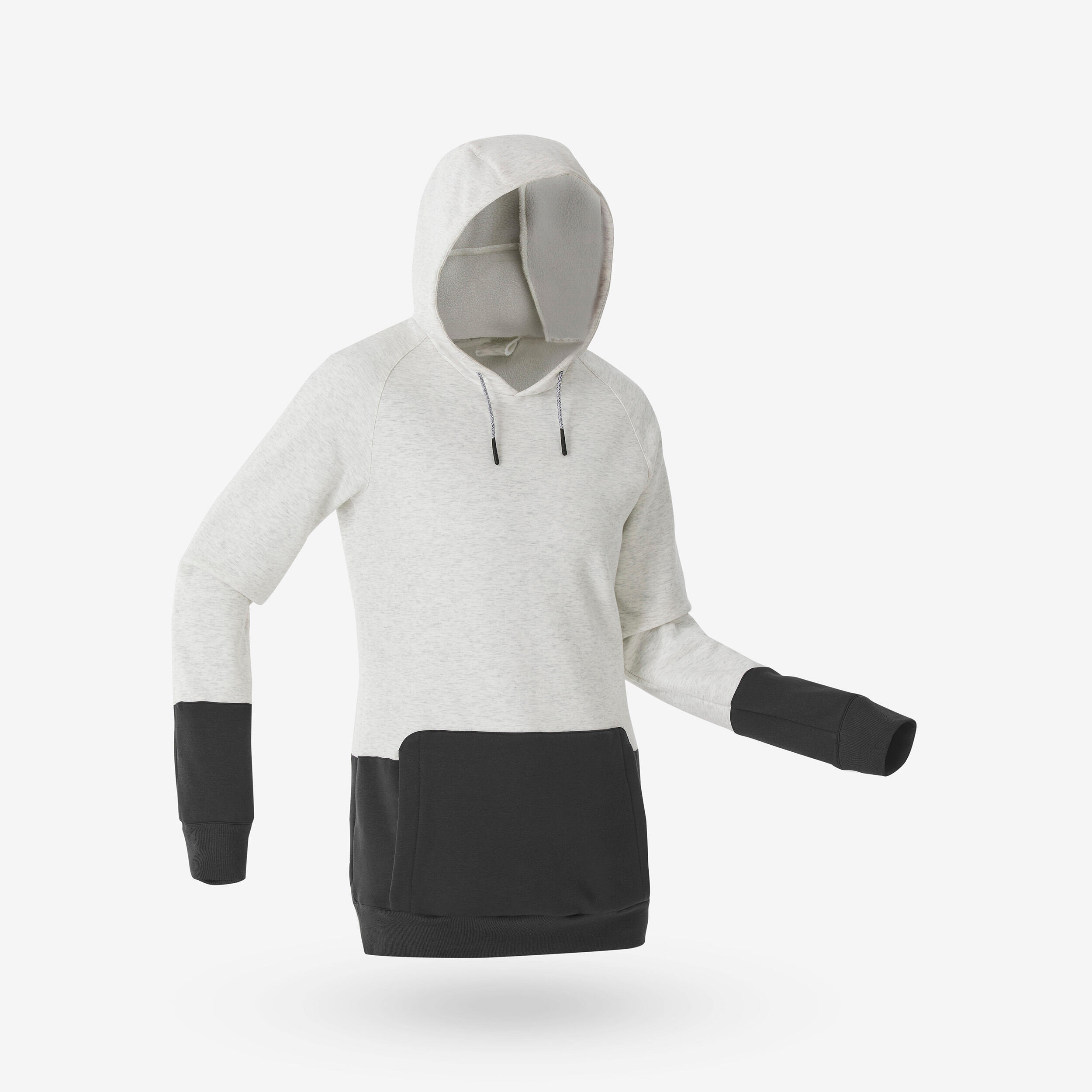Sudadera snowboard capucha 1/2 cremallera cálida y cómoda mujer, beige y negra 14/14