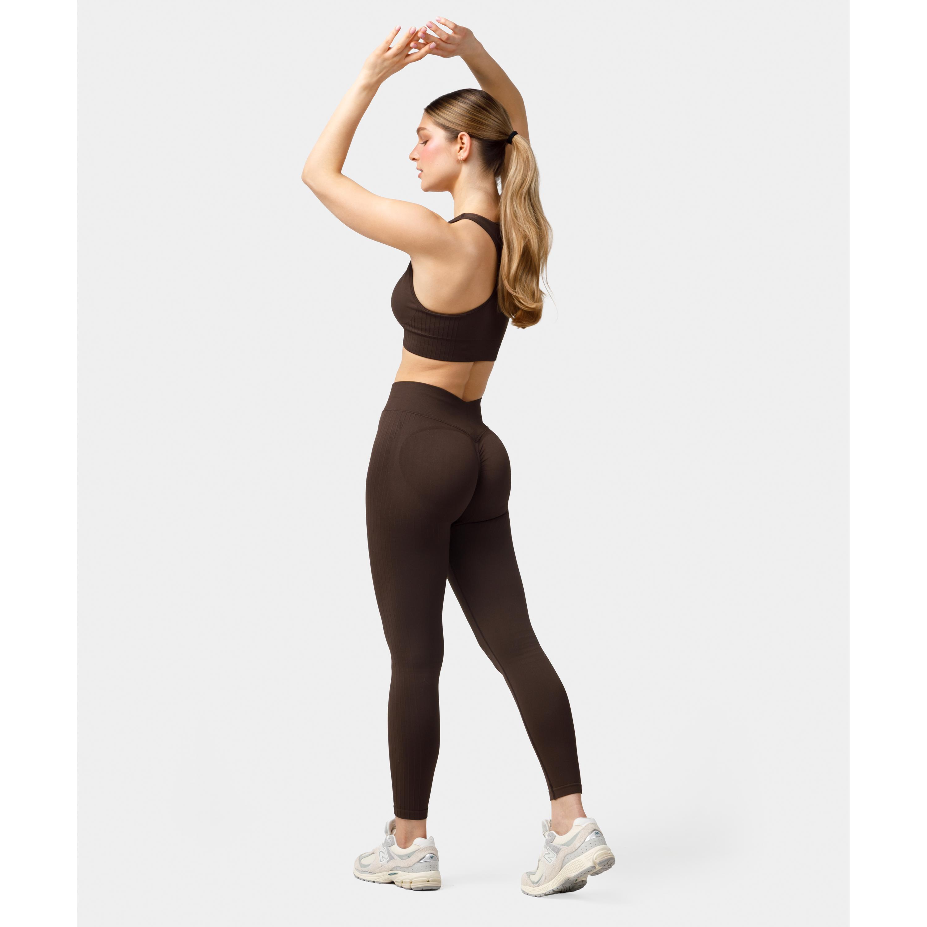 Legginsy bezszwowe push-up Carpatree Elite brązowe 3/5