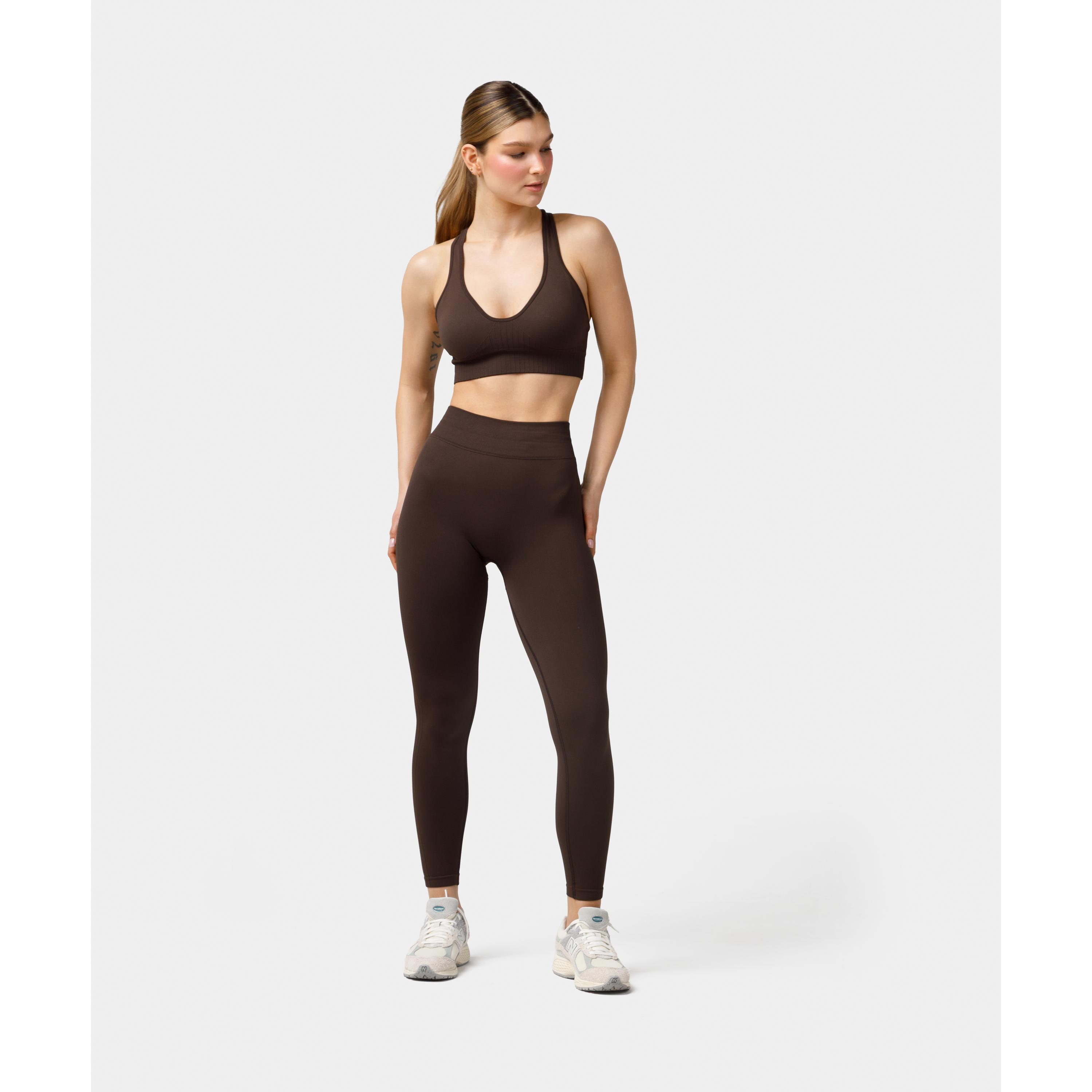 Legginsy bezszwowe push-up Carpatree Elite brązowe 4/5