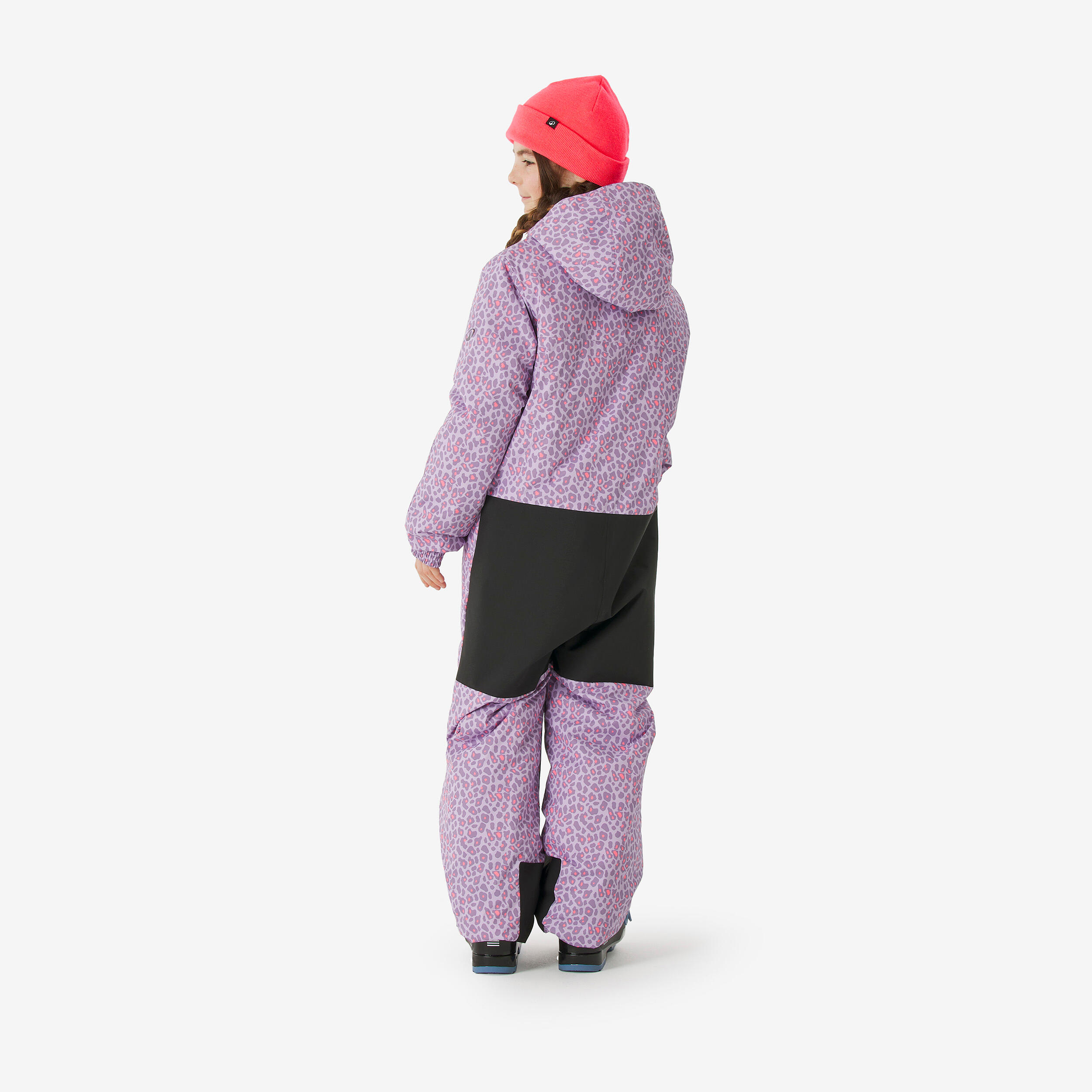 Warmer Skianzug Kinder 5-13 Jahre, Ski100 violett Leopard 3/10