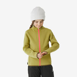 Sous-veste de ski chaude enfant 6-14 ans, MID 500 zip gris et rose