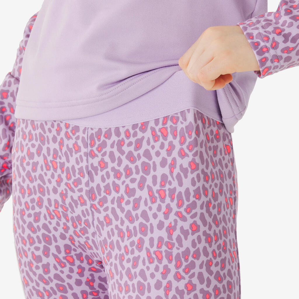 Roze dečje termo helanke za skijanje BL 500 s printom leoparda
