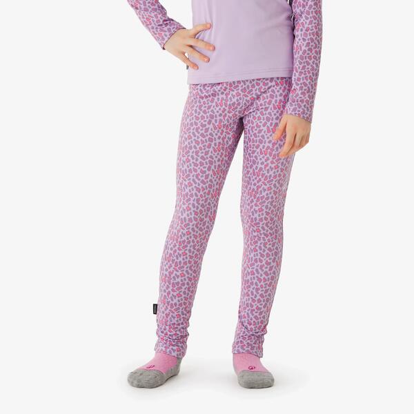 WEDZE Mallas térmicas de esquí niños 4-14 años, BL 500 rosa leopardo