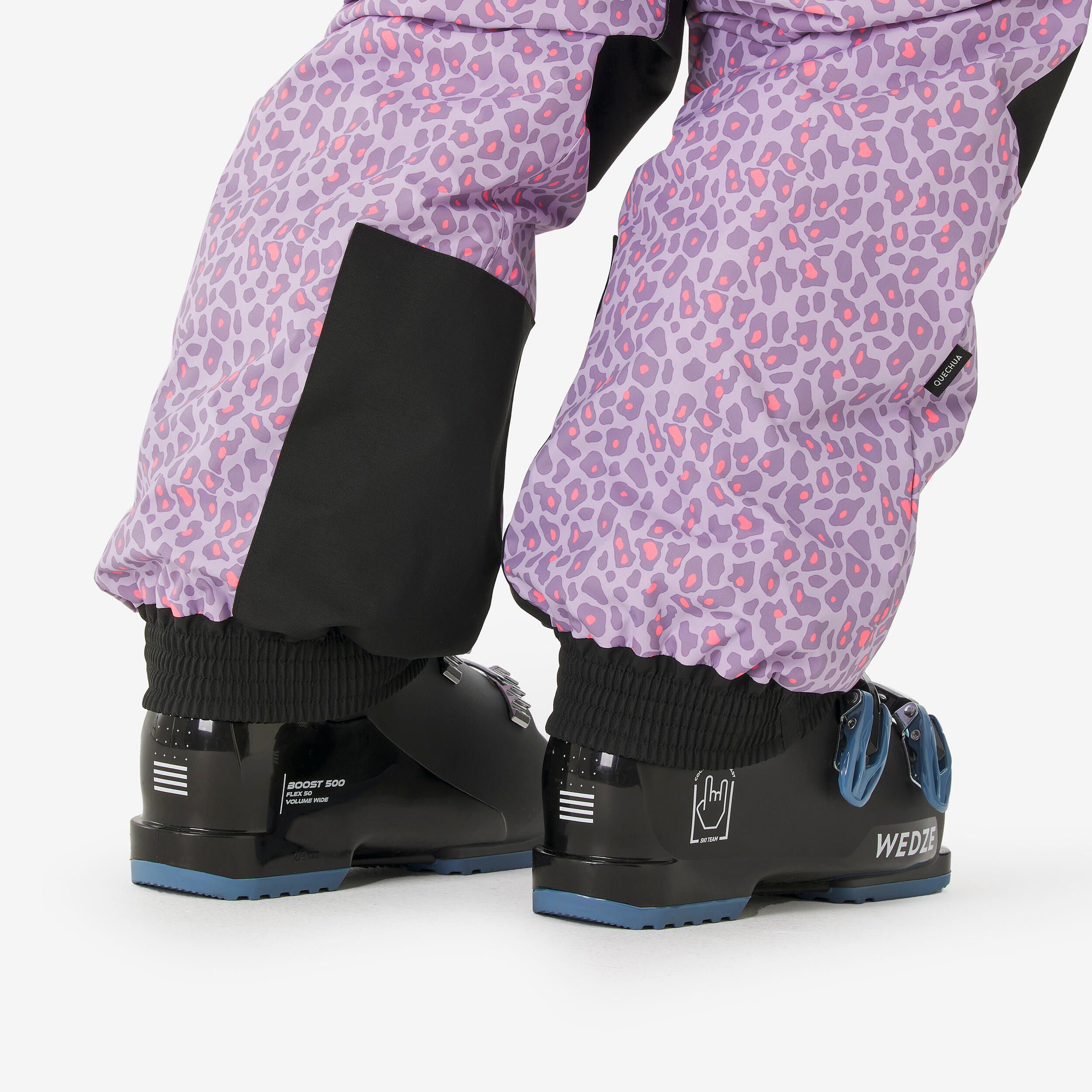 Warmer Skianzug Kinder 5-13 Jahre, Ski100 violett Leopard 9/10