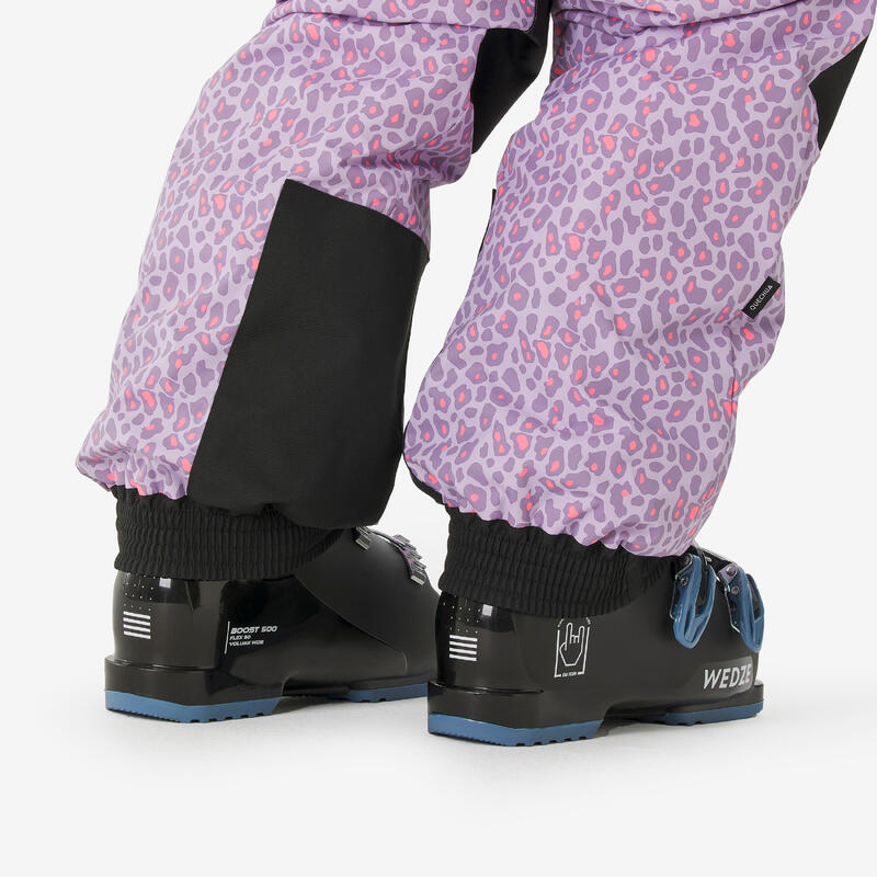 Combinezon de schi călduros SKI100 mov leopard copii de 5-13 ani