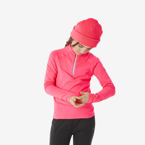 Camiseta de esquí de fondo niños manga larga, XC S TS 100 rosa