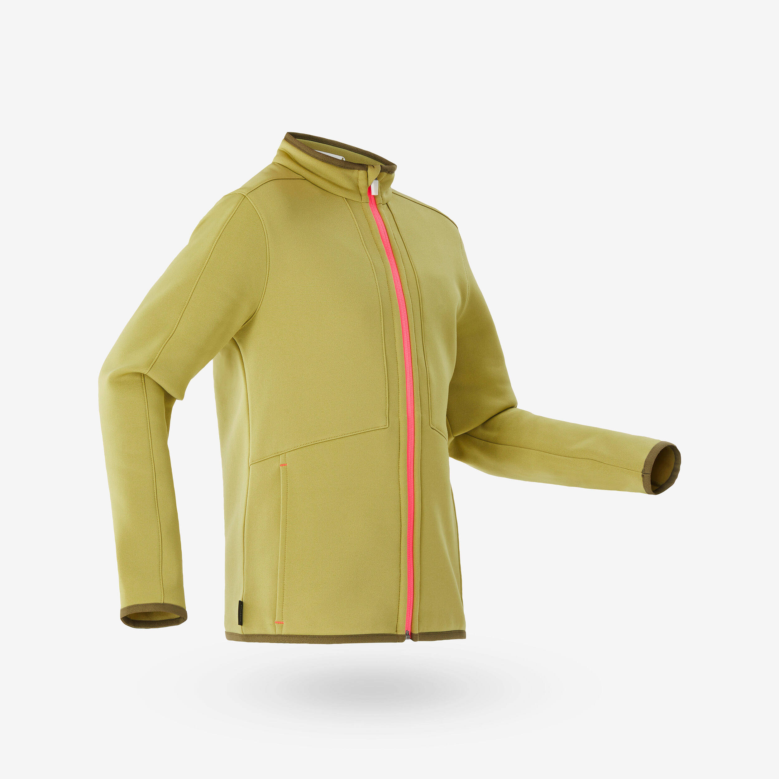 Warme Ski-Unterziehjacke Kinder 6-14 Jahre, Mid 500 RV khaki und rosa 10/10