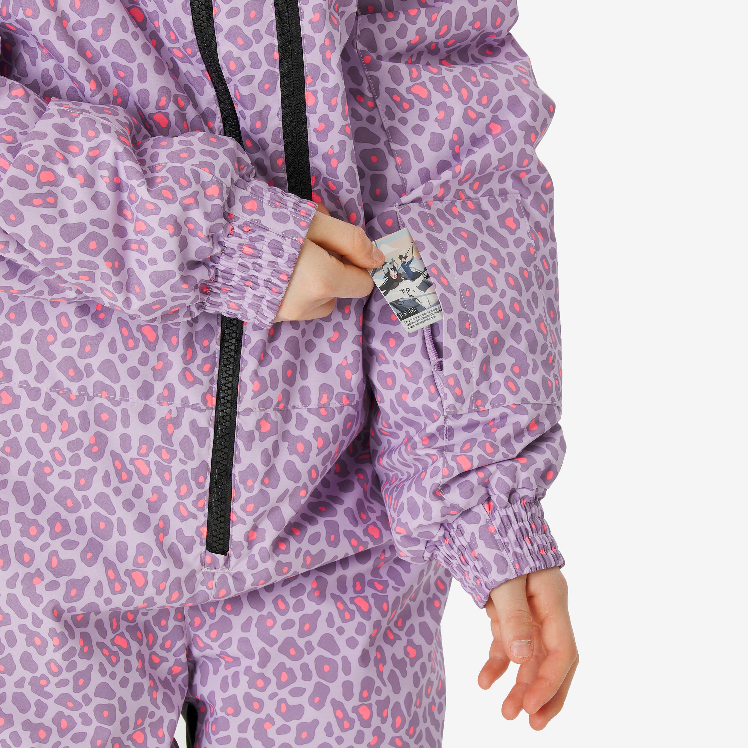 Warmer Skianzug Kinder 5-13 Jahre, Ski100 violett Leopard 8/10