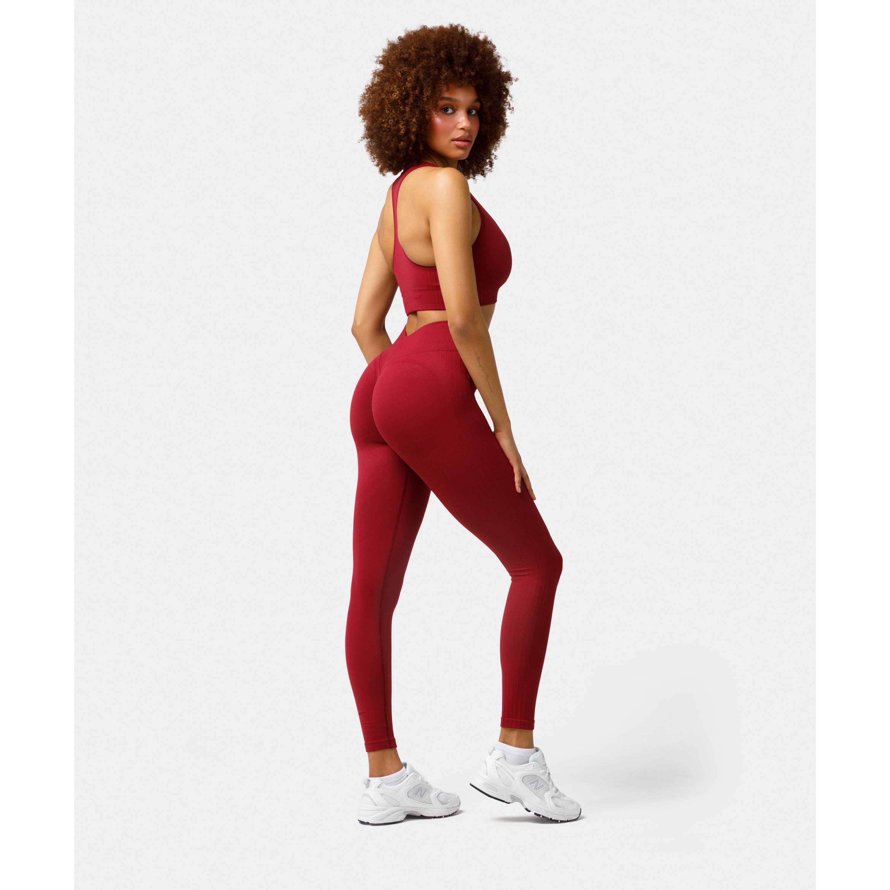 Legginsy bezszwowe push-up Carpatree Elite czerwone 4/5