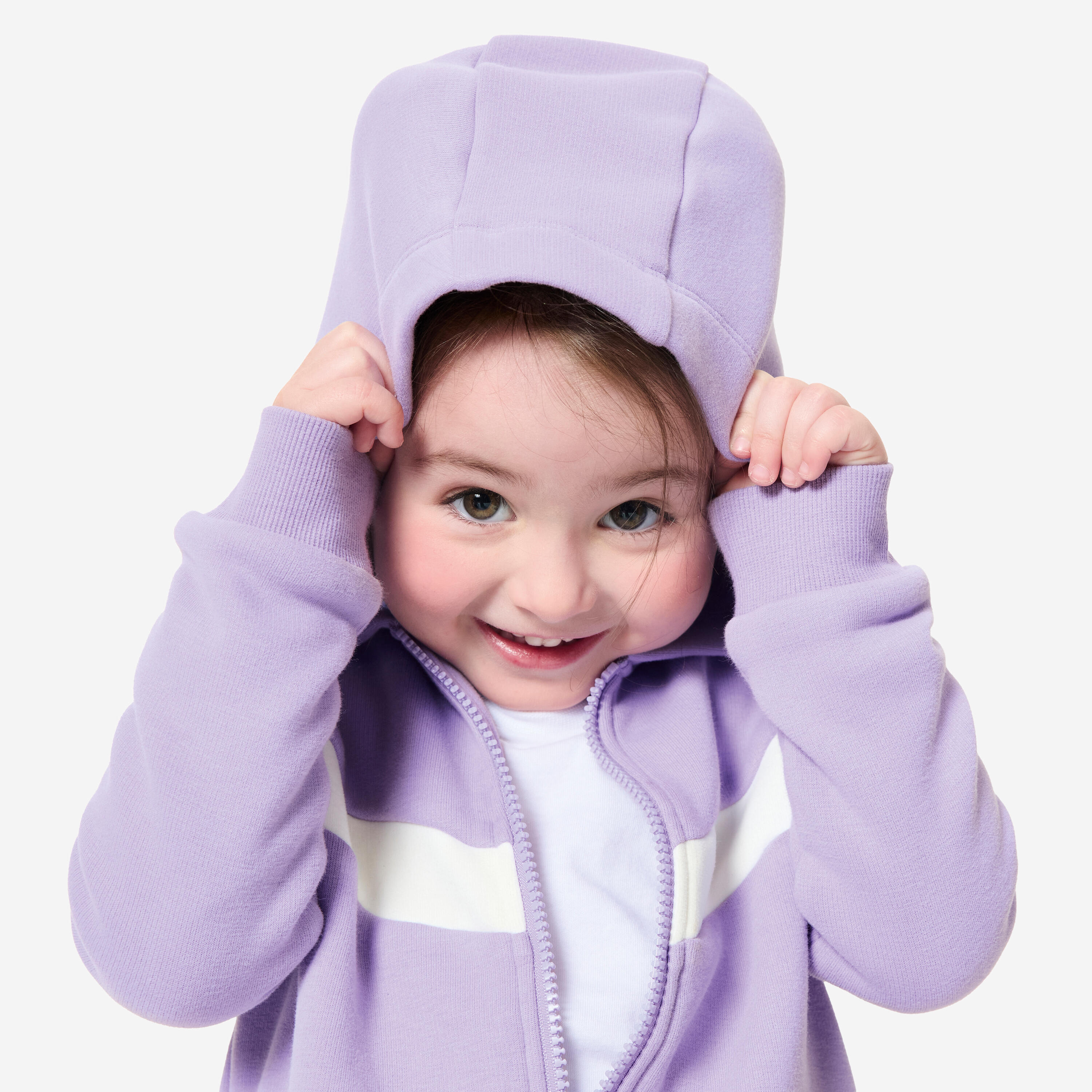Sudadera Bebé Violeta-Blanco Básica Cremallera DOMYOS Decathlon