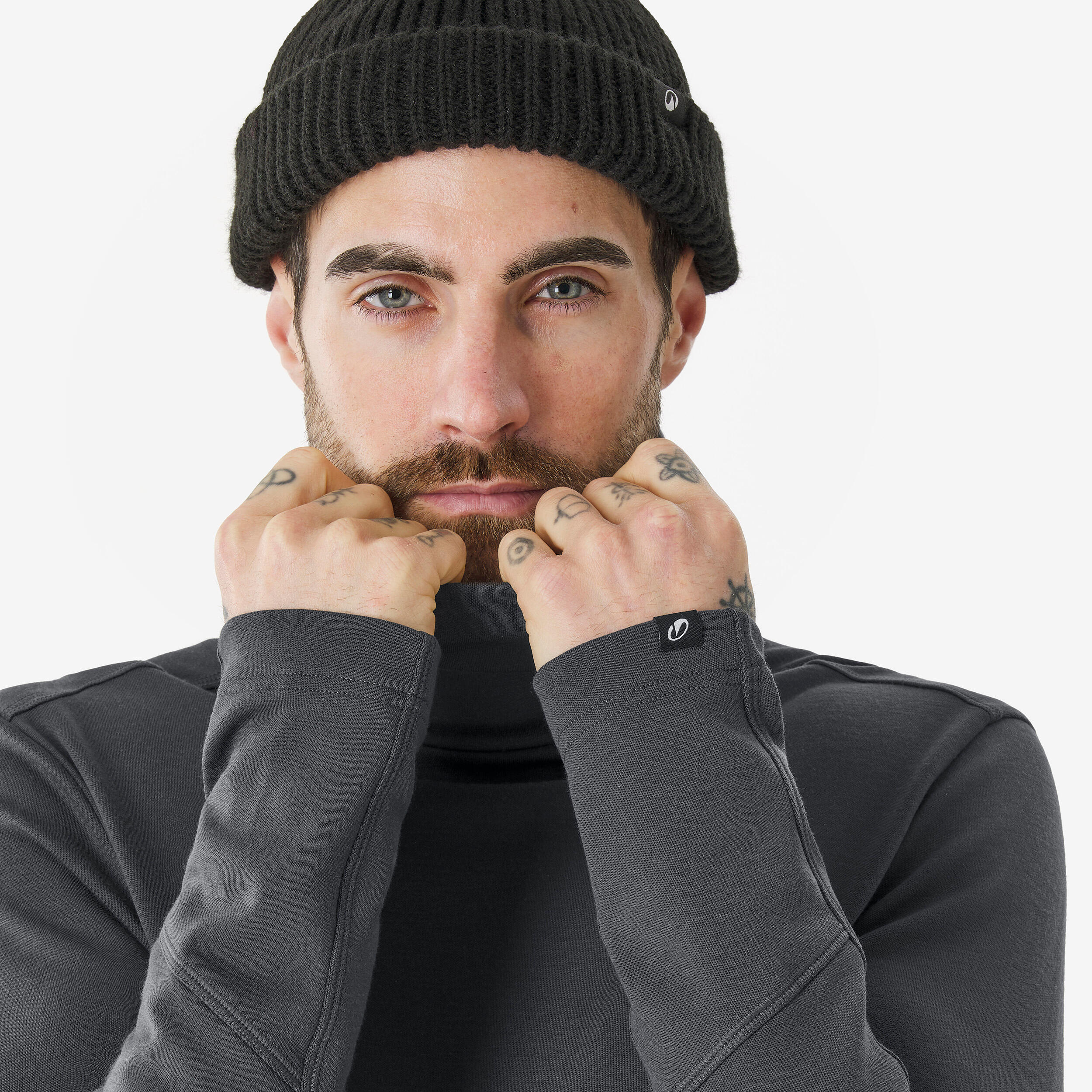 Men’s Merino Wool Turtleneck Thermal Base Layer Top, BL 500 - WEDZE