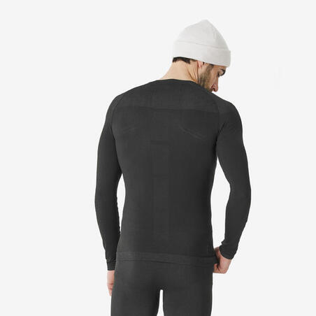 Термофутболка чоловіча 500 для лижного спорту безшовна сіра