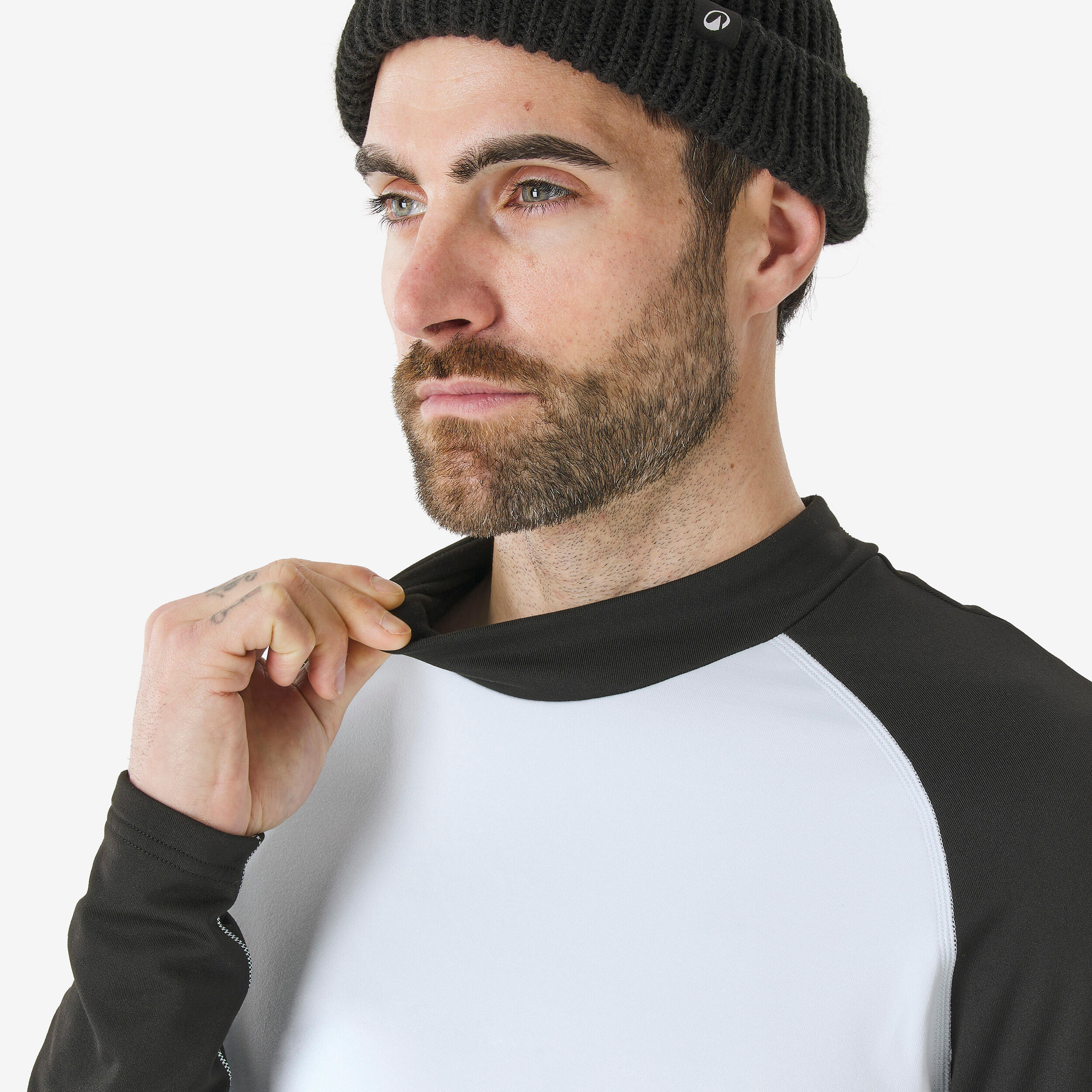 Men’s warm and breathable thermal ski base layer, BL 500 - Black and White