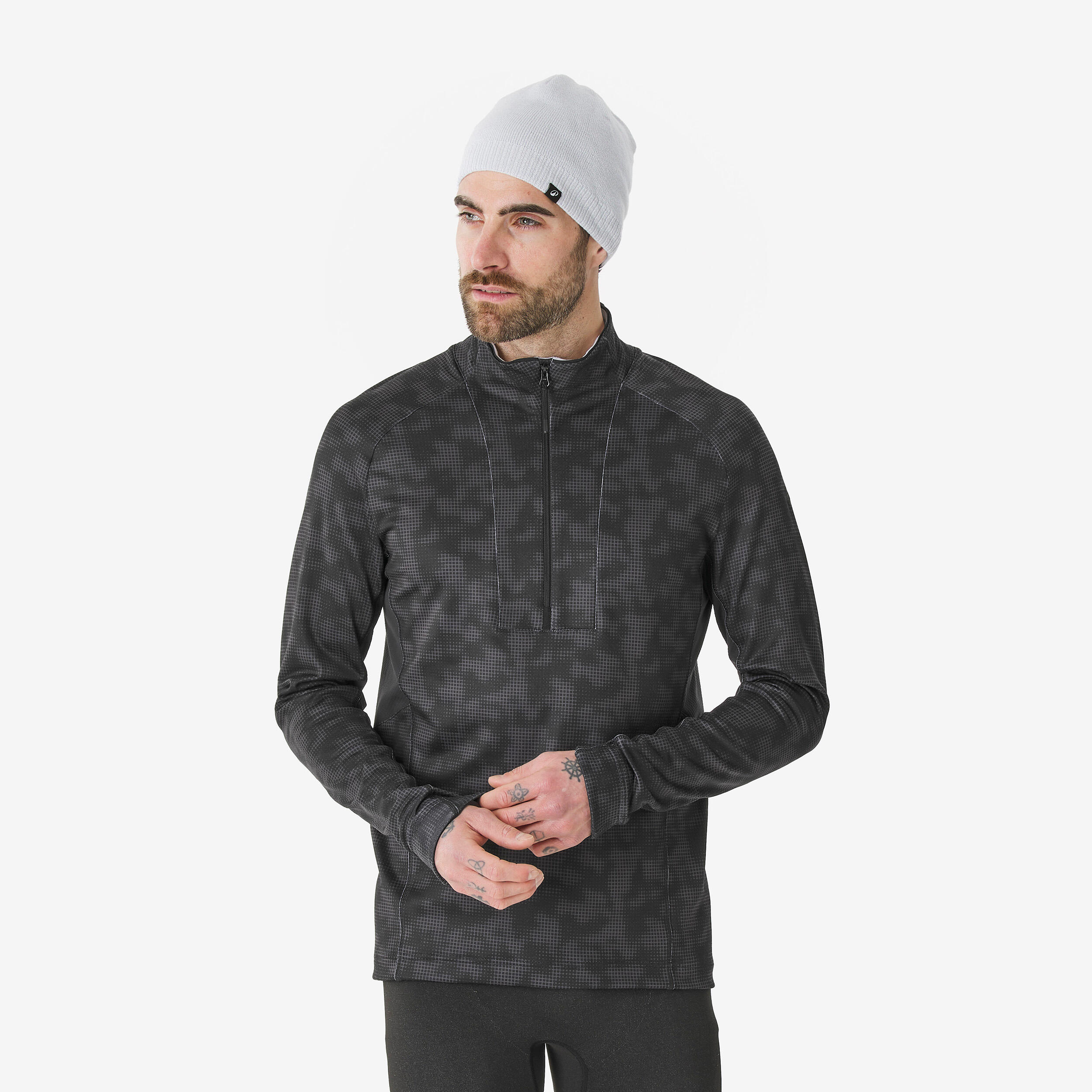 WEDZE Skiunterwäsche Funktionsshirt Herren 1/2-Zip - BL500 schwarz