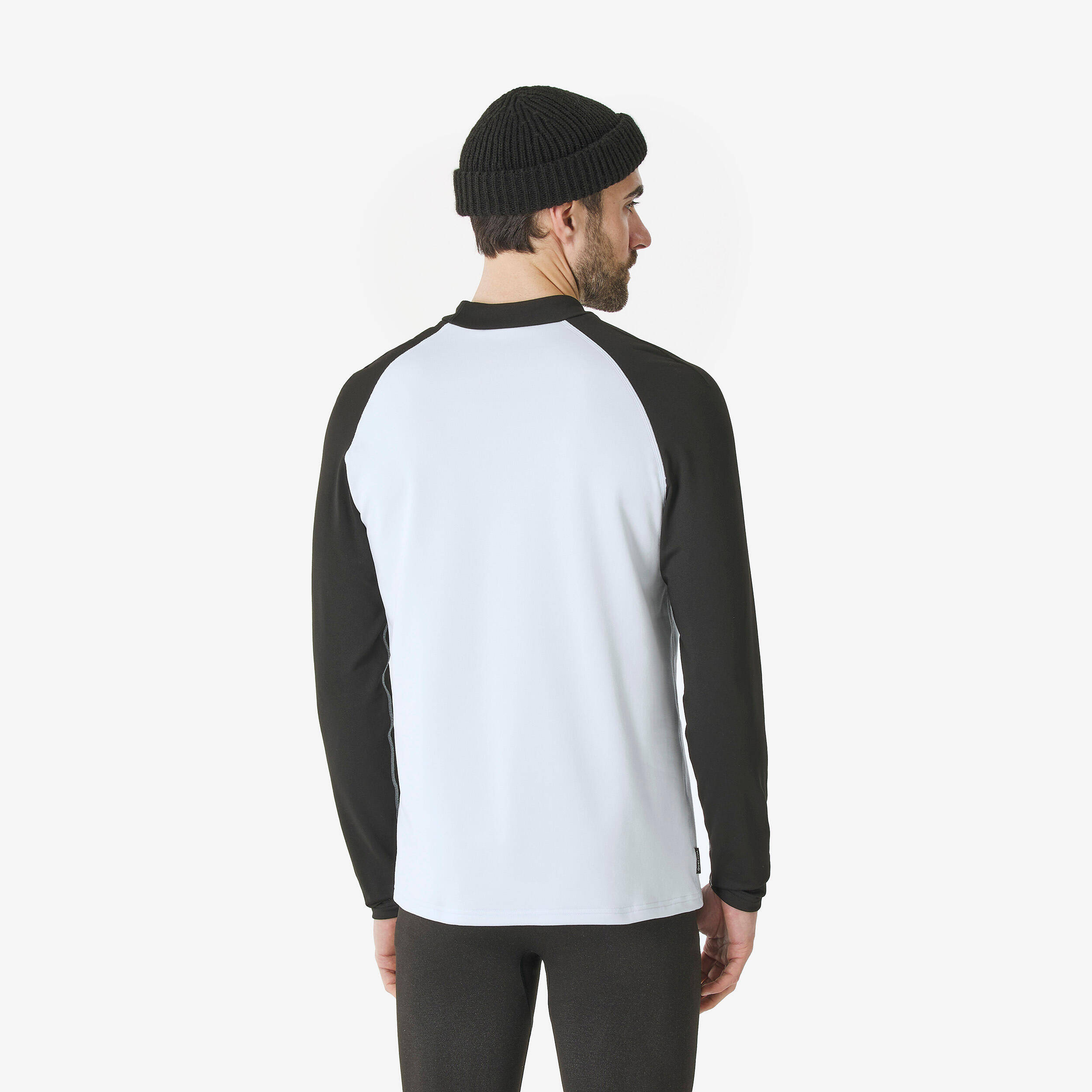 Men’s warm and breathable thermal ski base layer, BL 500 - Black and White -  3