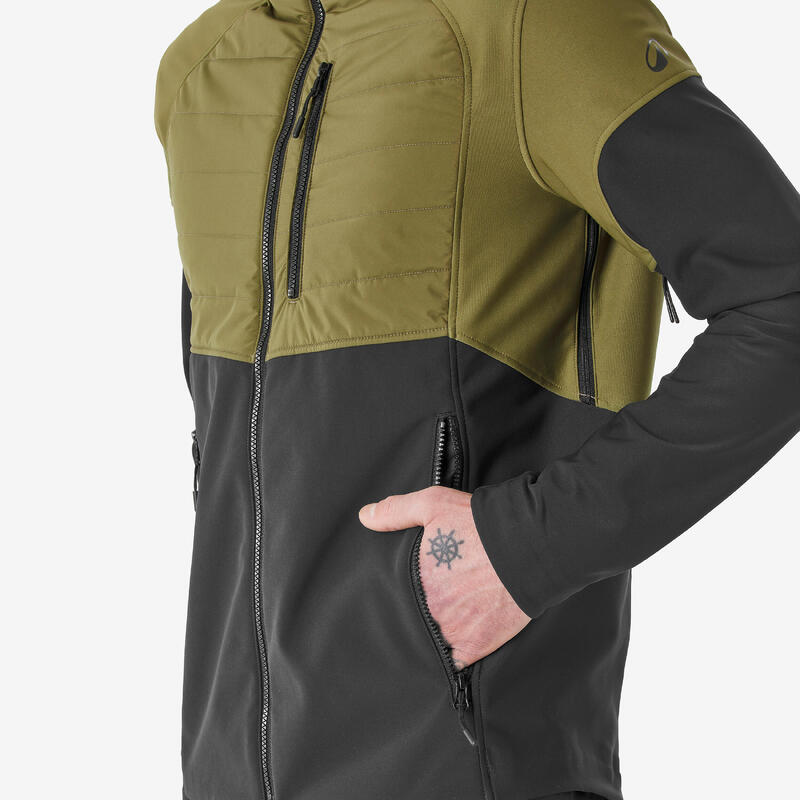 Geacă ușoară și hidrofobă de schi Softshell 900 Negru și kaki Bărbați