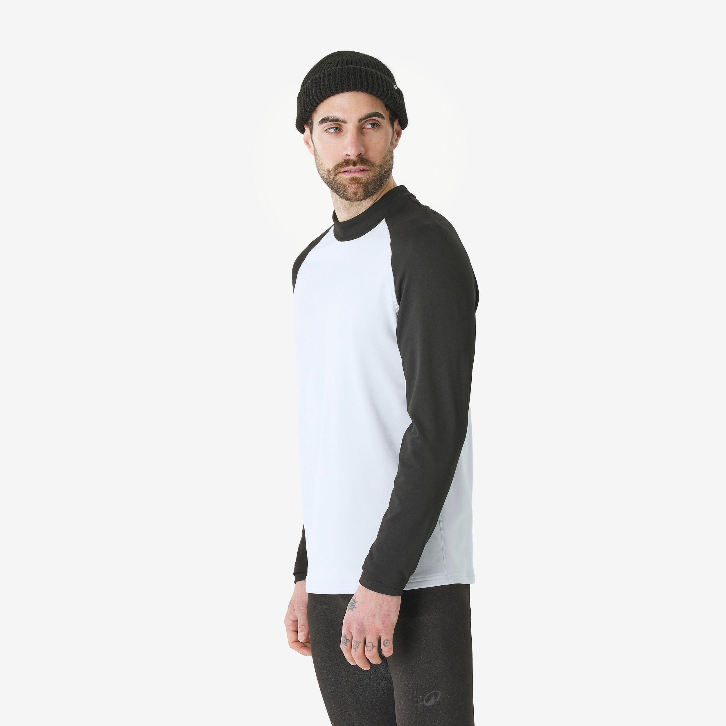 Men’s warm and breathable thermal ski base layer, BL 500 - Black and White