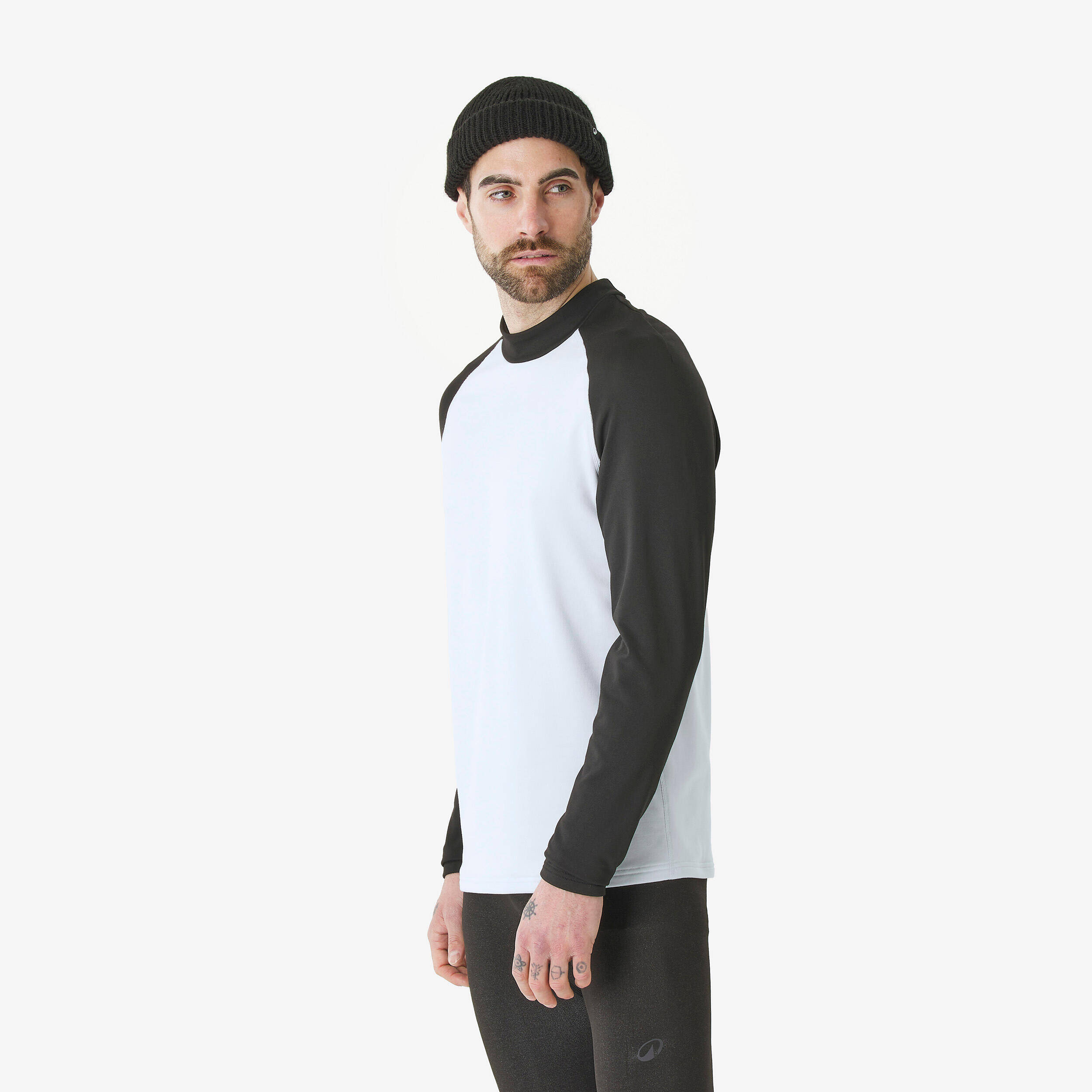 Men’s warm and breathable thermal ski base layer, BL 500 - Black and White -  4