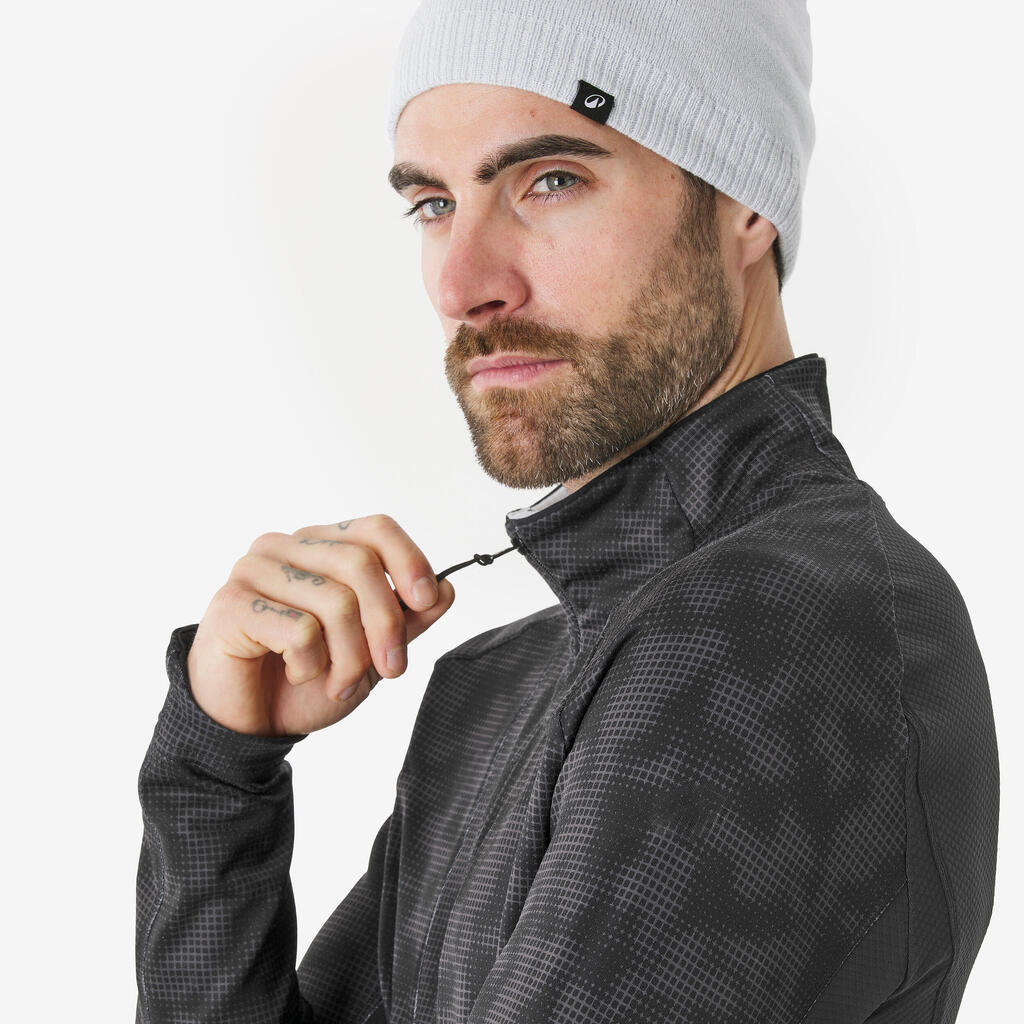 Ανδρική ισοθερμική μπλούζα, BL TOP 500 μισό φερμουάρ - Μαύρο μοτίβο