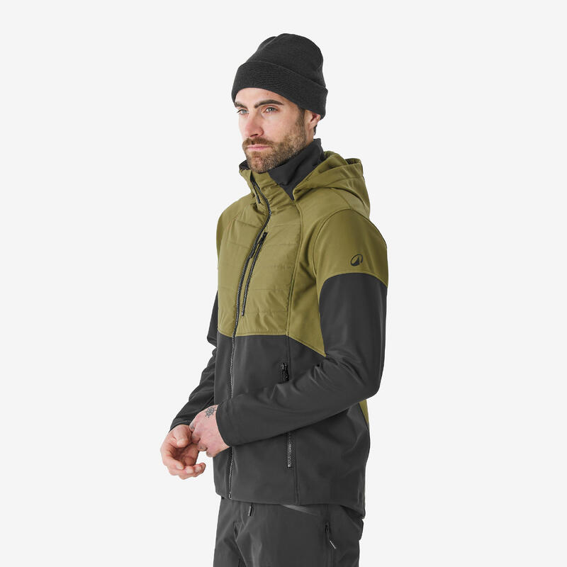 Geacă ușoară și hidrofobă de schi Softshell 900 Negru și kaki Bărbați