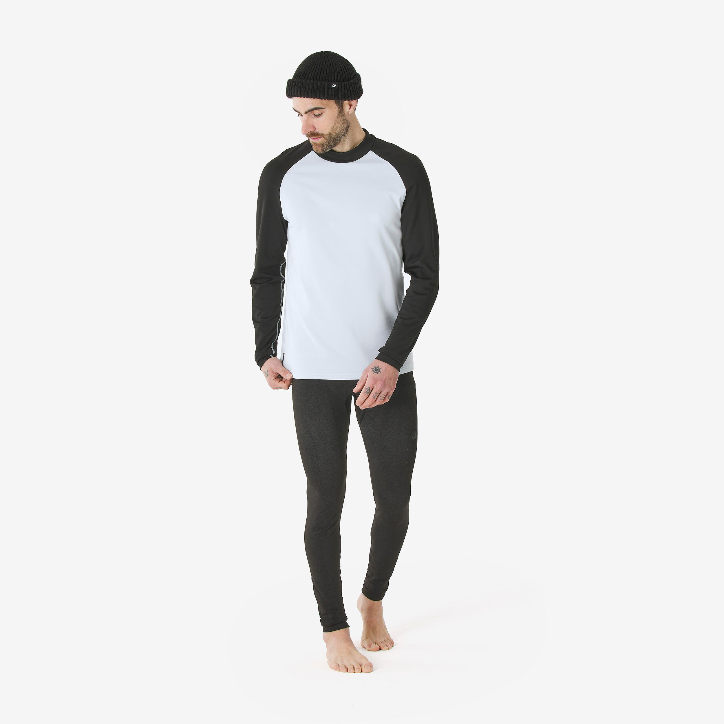 Men’s warm and breathable thermal ski base layer, BL 500 - Black and White
