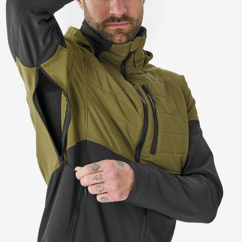 Geacă ușoară și hidrofobă de schi Softshell 900 Negru și kaki Bărbați