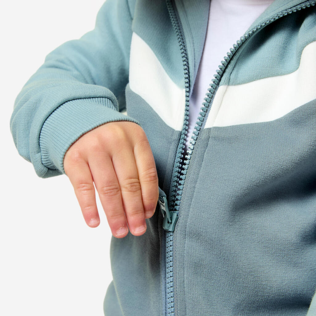 Sweat Zippé bébé Basique, bleu, blanc et gris