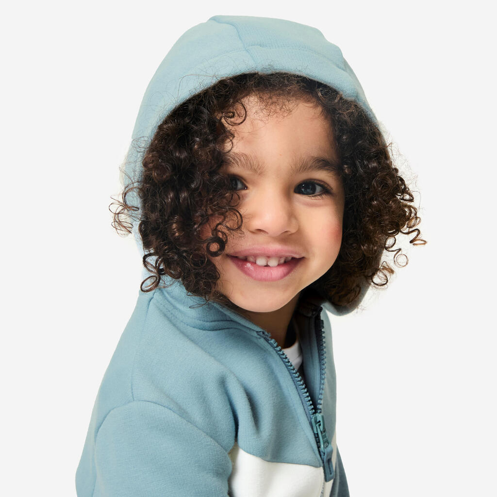 Sweat Zippé bébé Basique, bleu, blanc et gris