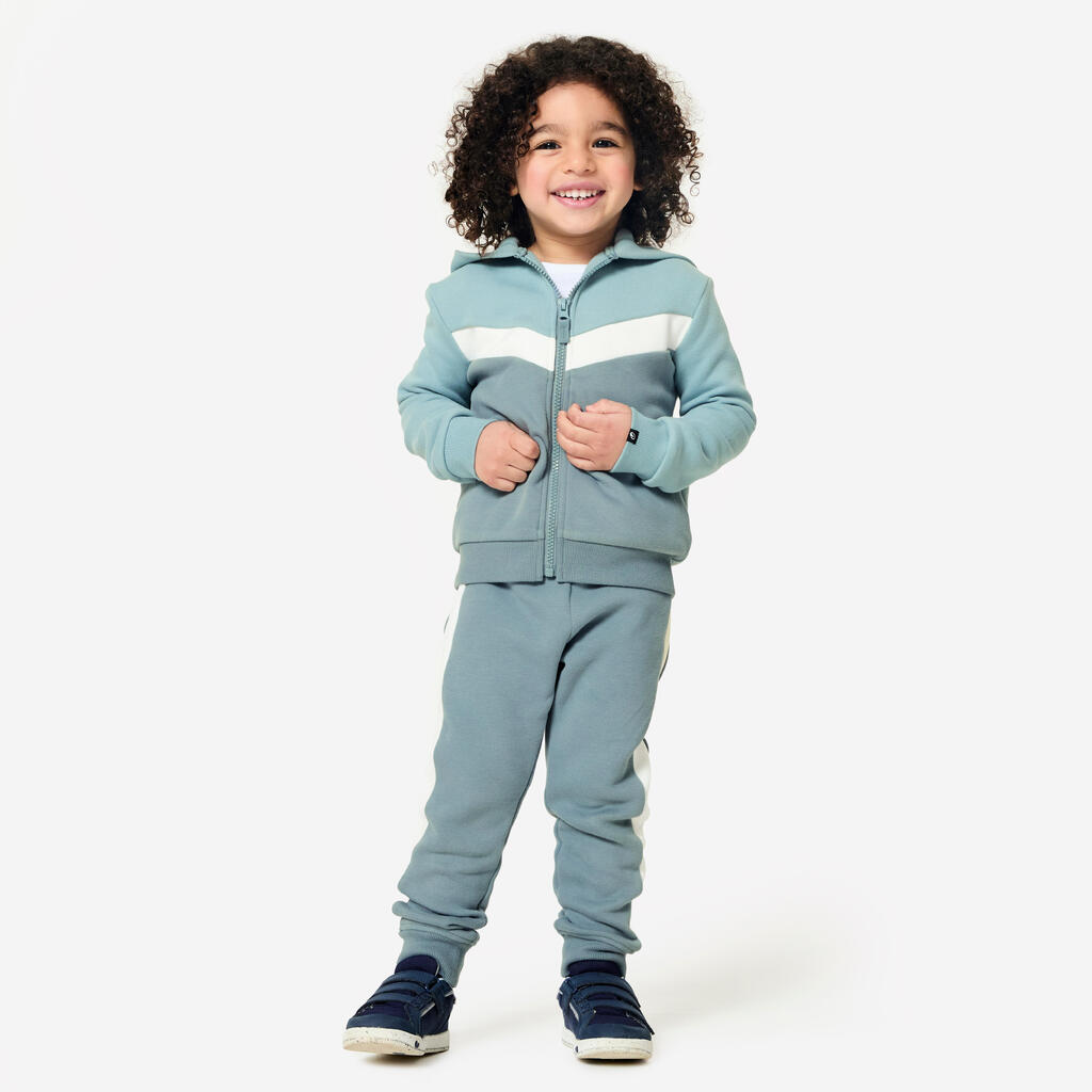 Sweat Zippé bébé Basique, bleu, blanc et gris