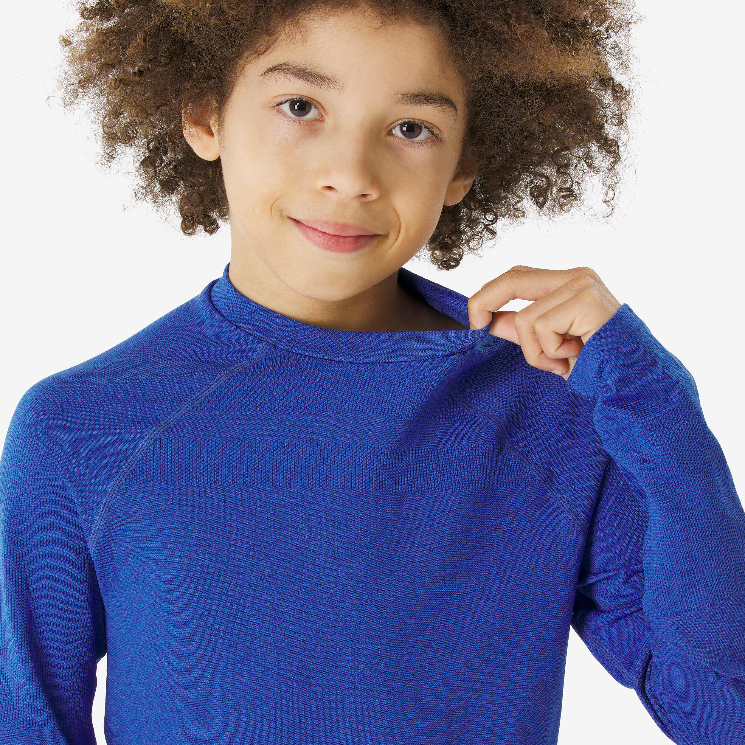 Camisola térmica de Ski Criança BL 500 seamless azul 6/8