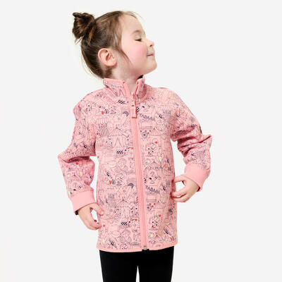 Felpa bambino ginnastica con zip traspirante reversibile rosa-stampata