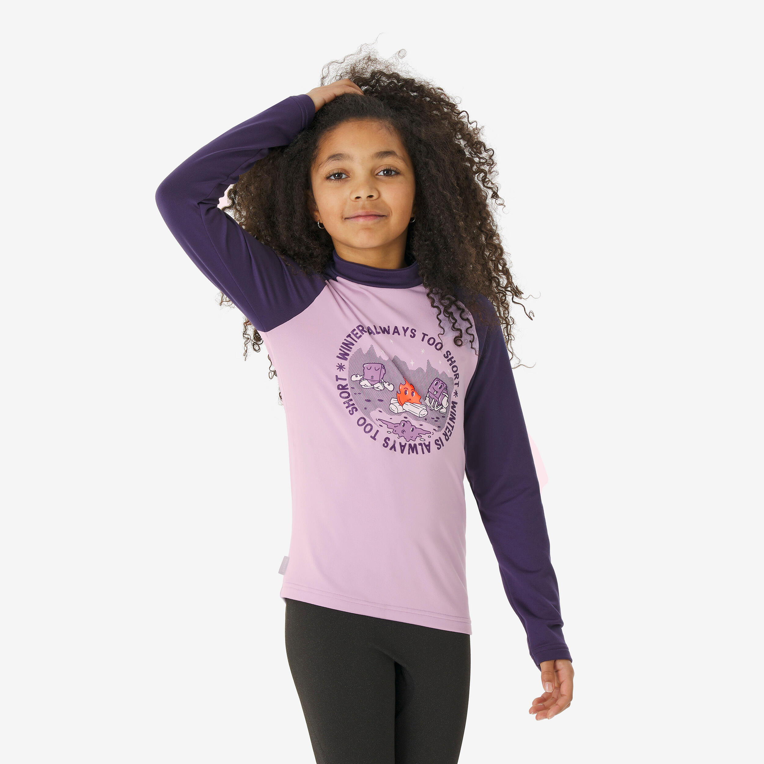 Kids’ thermal ski base layer, BL 500 - Purple Pattern