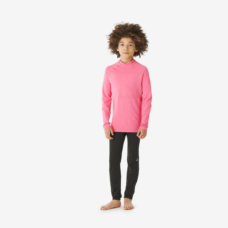 Bluză termică schi BL 500 Seamless Roz Copii