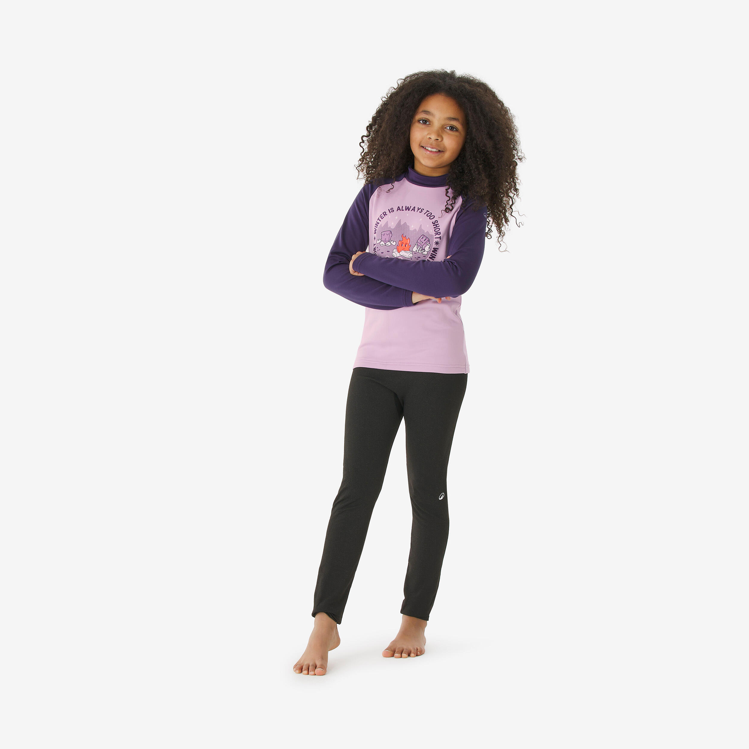 Kids’ thermal ski base layer, BL 500 - Purple Pattern