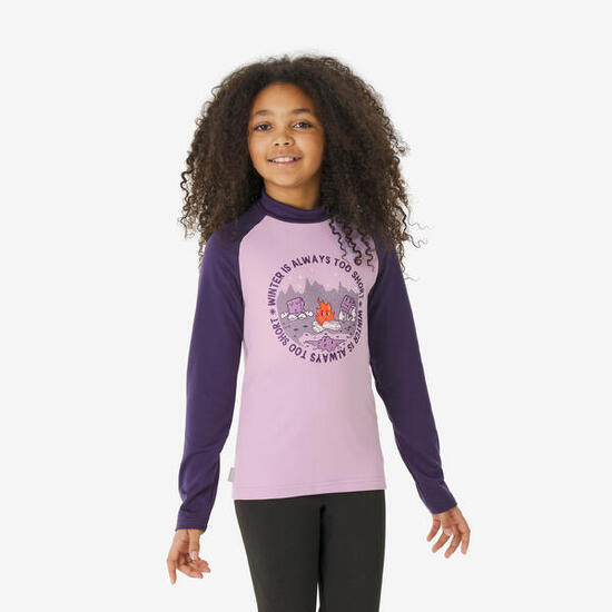 Maglia termica sci bambina 500 rosa fluo