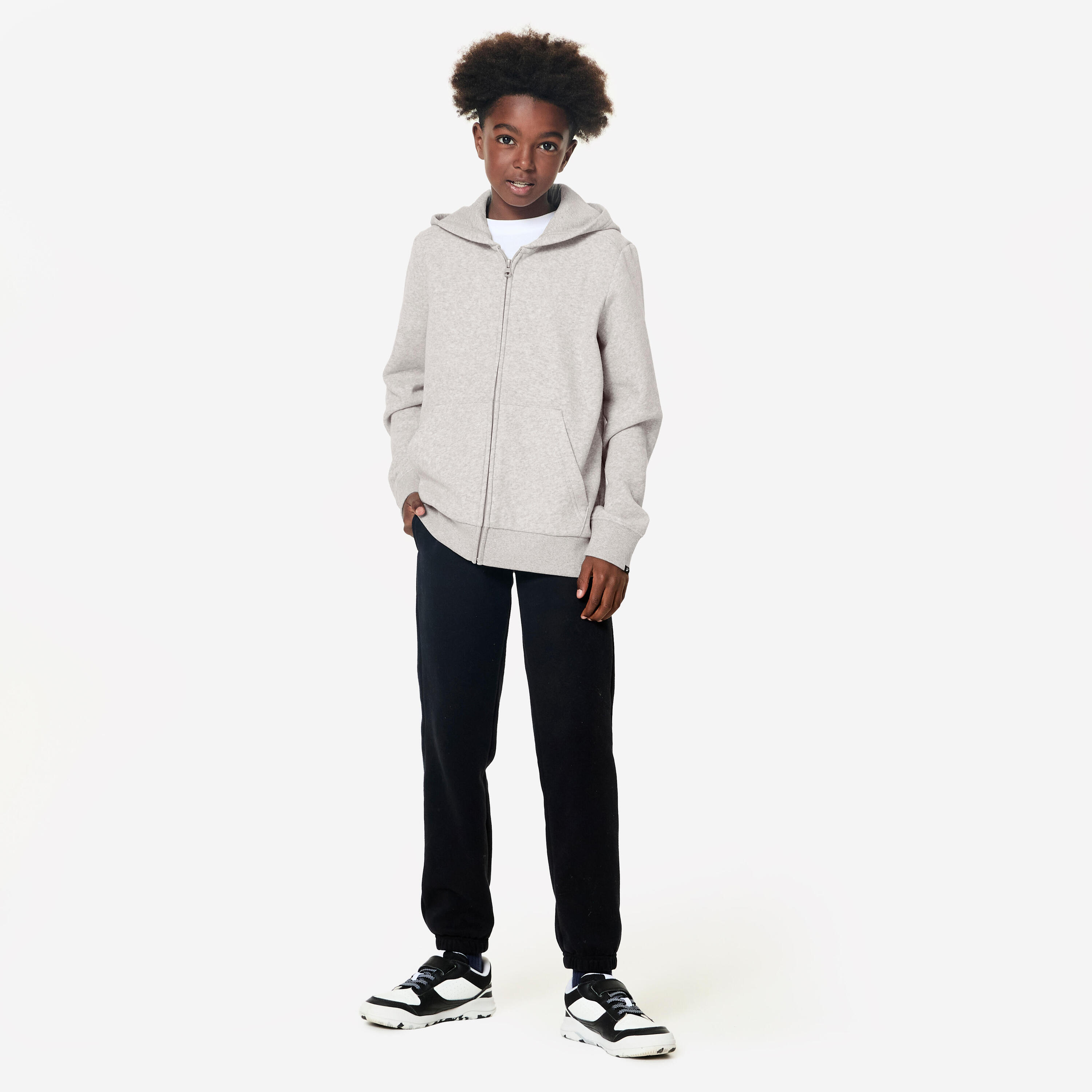 Felpa bambino con zip leggera grigia 2/8