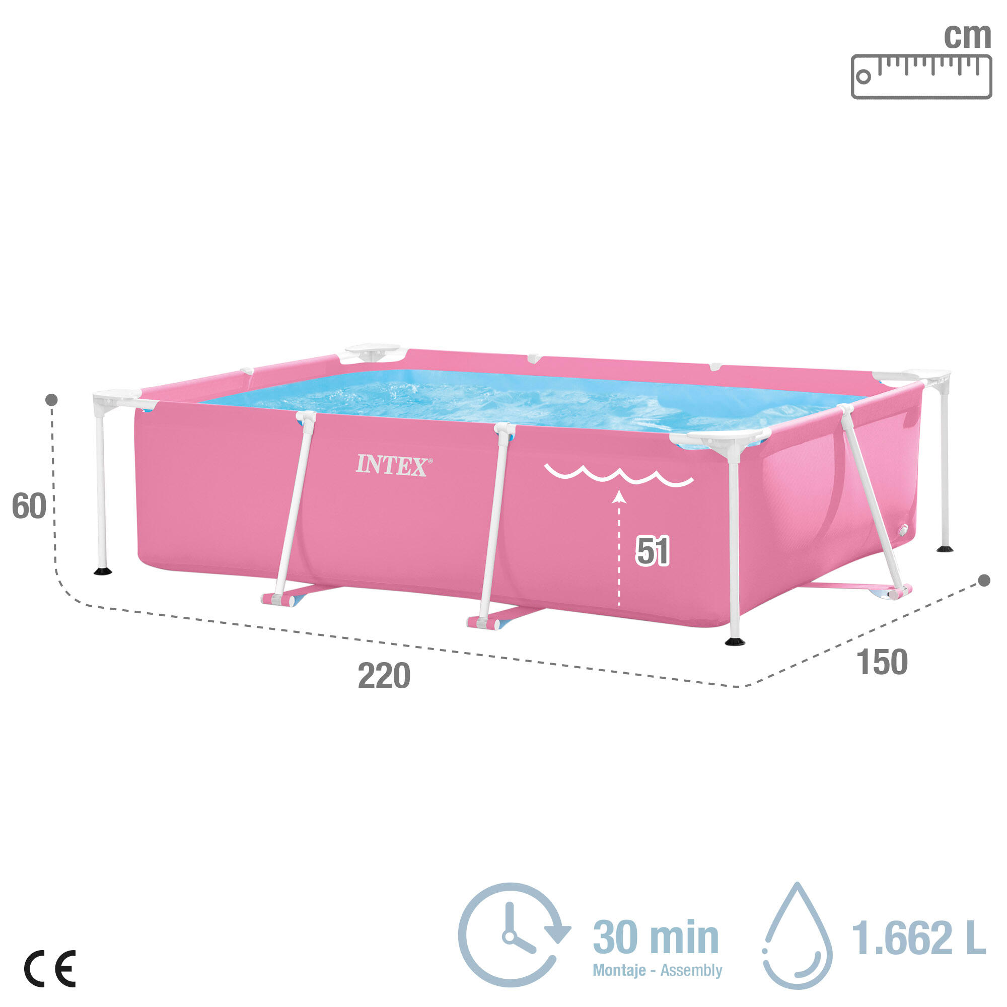 Piscina desmontable rectangular rosa 1.662 L Small Frame INTEX - CD 2/4