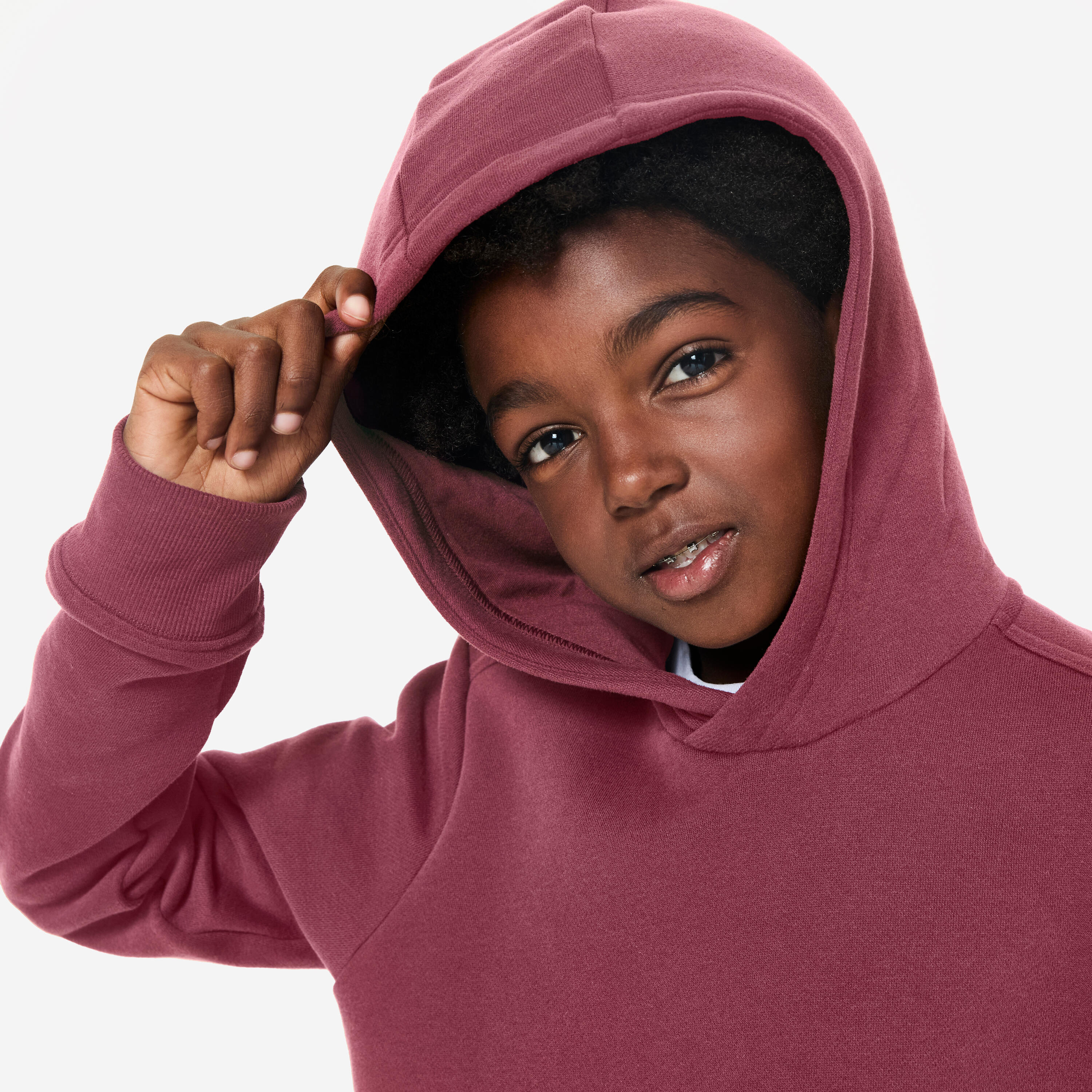 Felpa bambino ginnastica con cappuccio pesante lilla 3/8