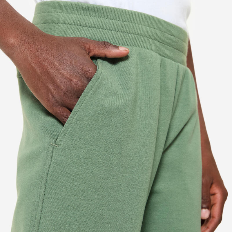 Pantalon de jogging droit enfant, vert kaki