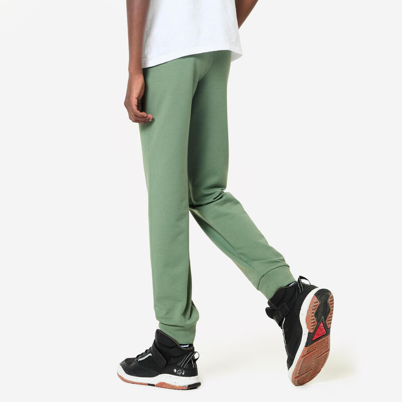 Pantalon de jogging droit enfant, vert kaki
