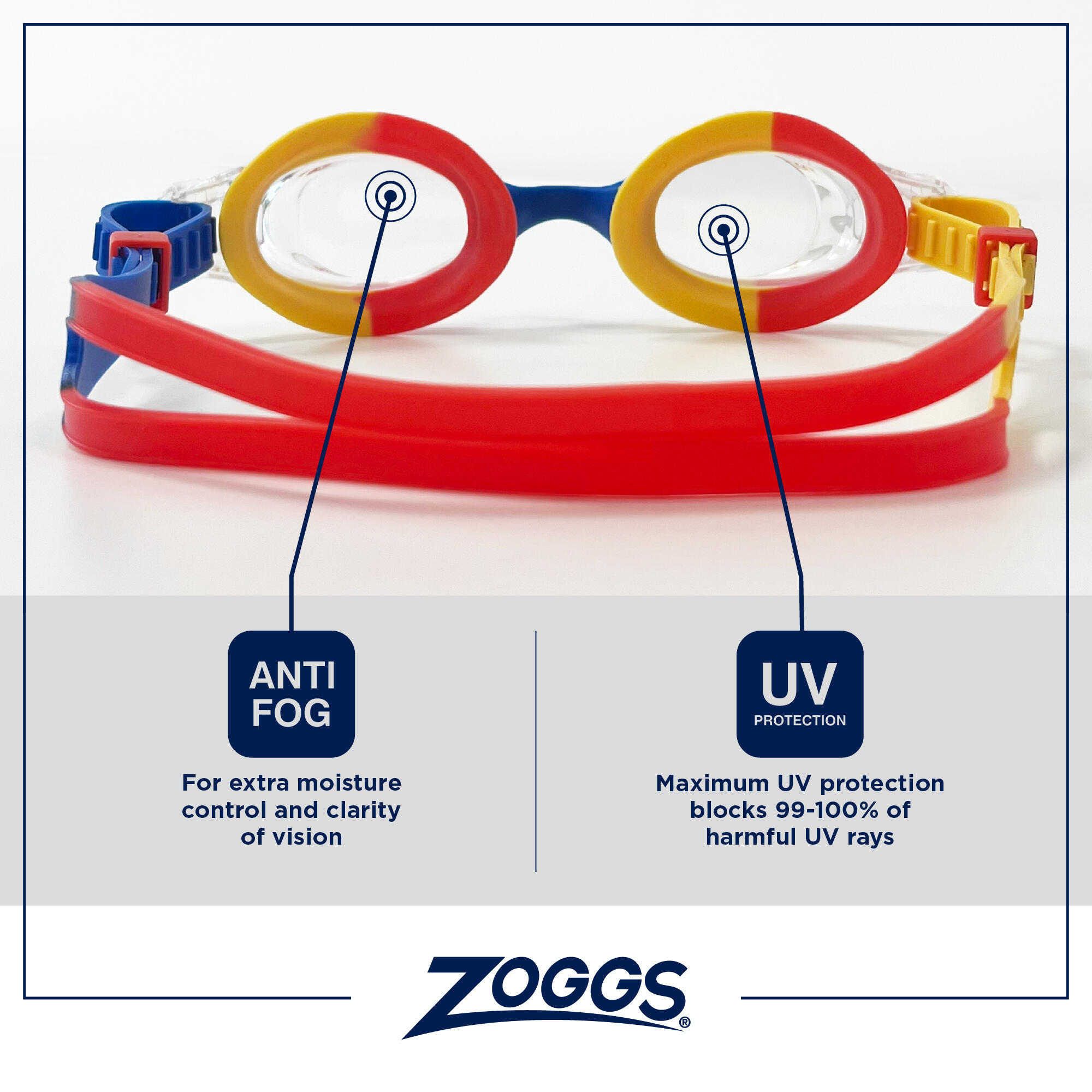 Swimming Goggles Little Bondi Yellow Red Clear Lens Zoggs ZOGGS | Decathlon