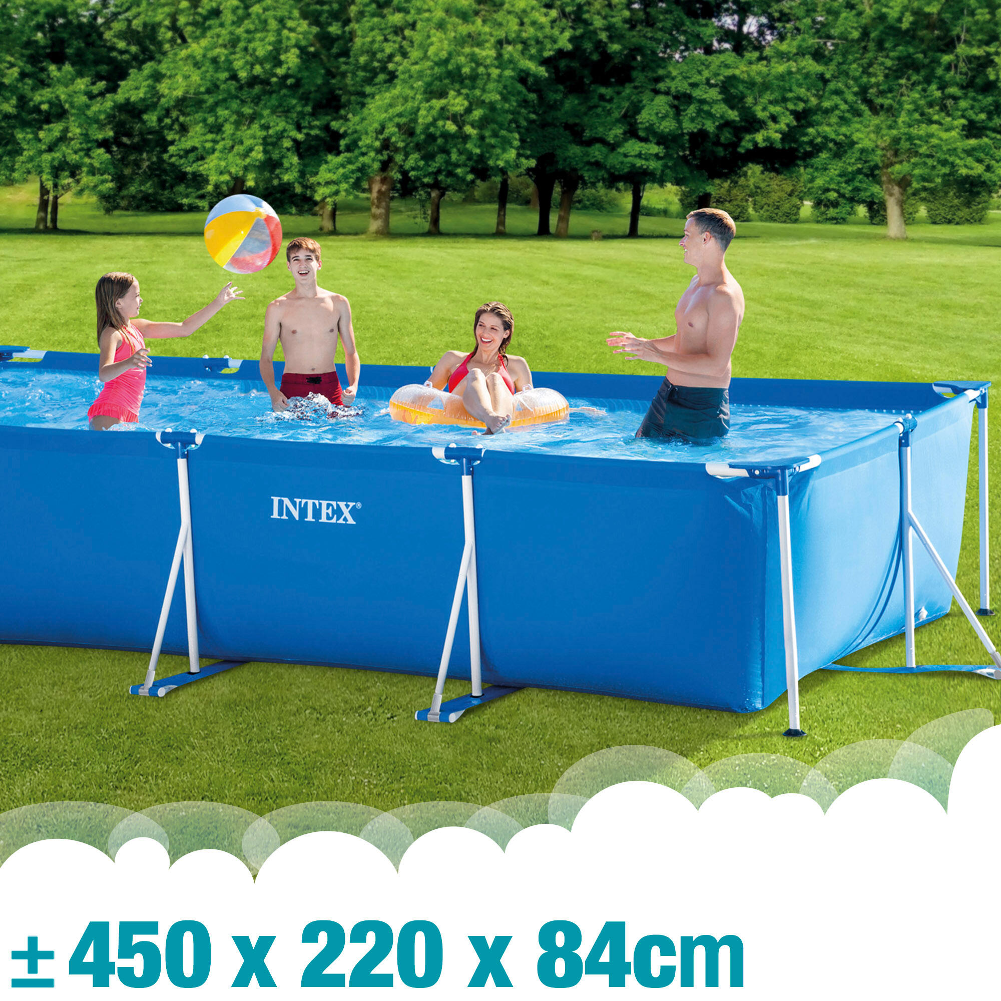 Piscina desmontable rectangular con depuradora Metal Frame INTEX - CD 4/4